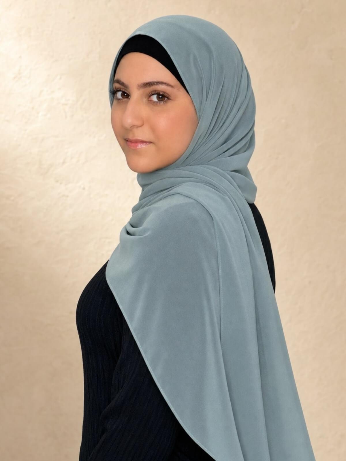 Modish Girl Luxury Chiffon Hijab-Stone Green