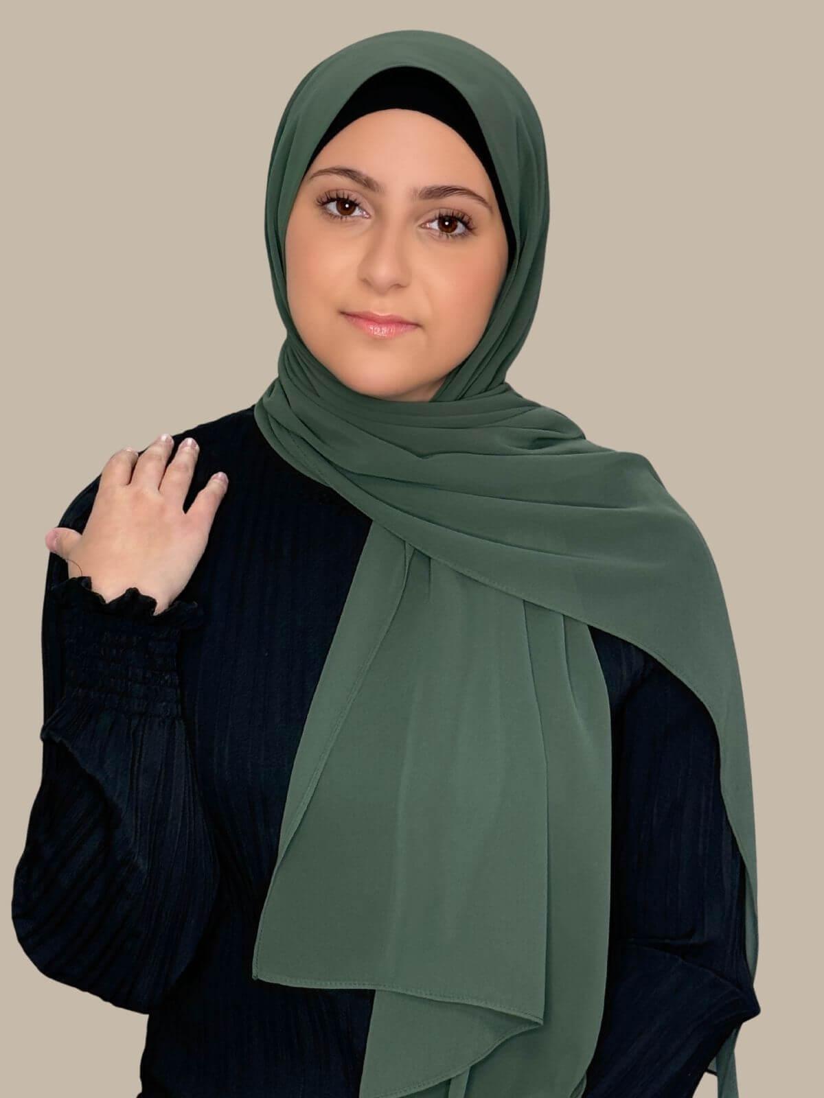 Modish Girl Luxury Chiffon Hijab-Army Green
