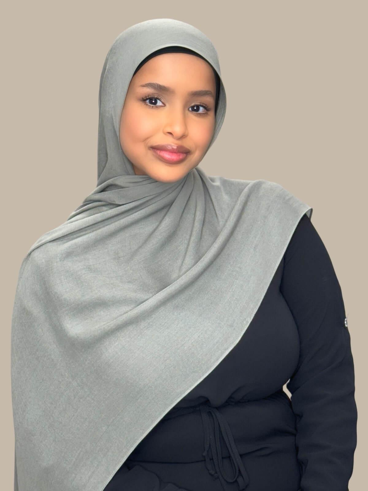 Cotton Modal Hijab-Slate Green