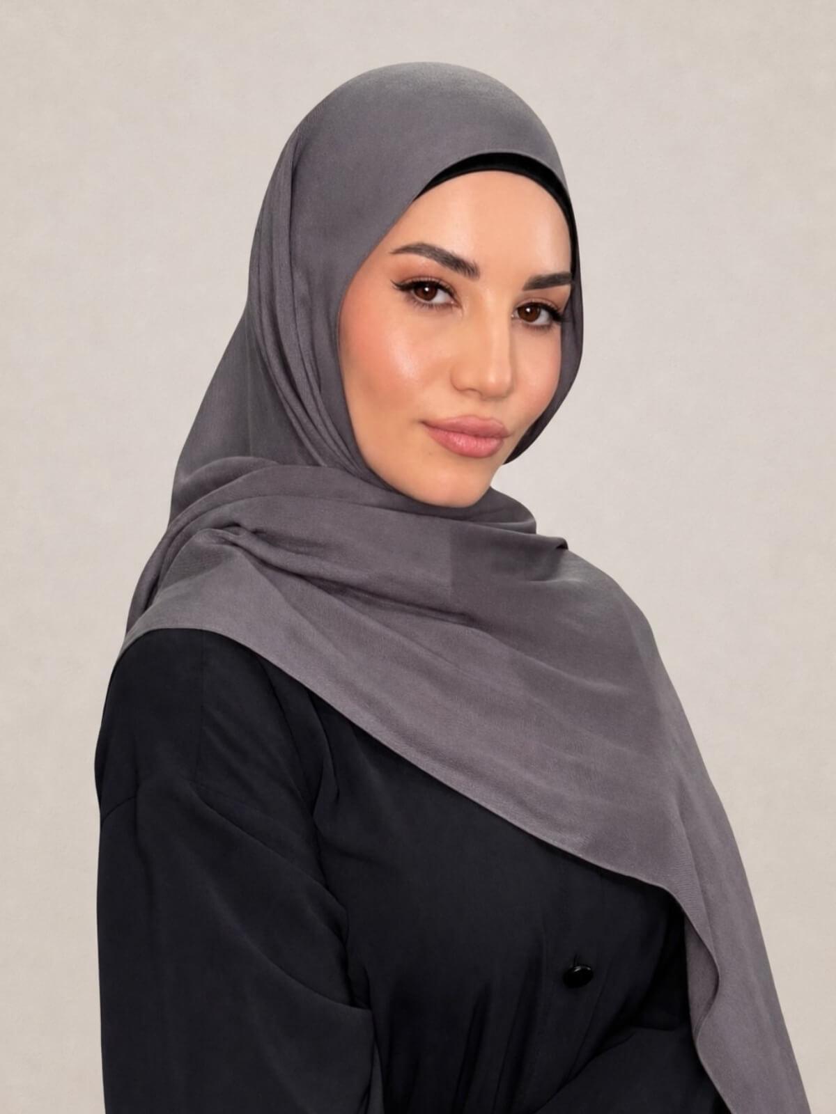 Cotton Modal Hijab-Graphite Grey