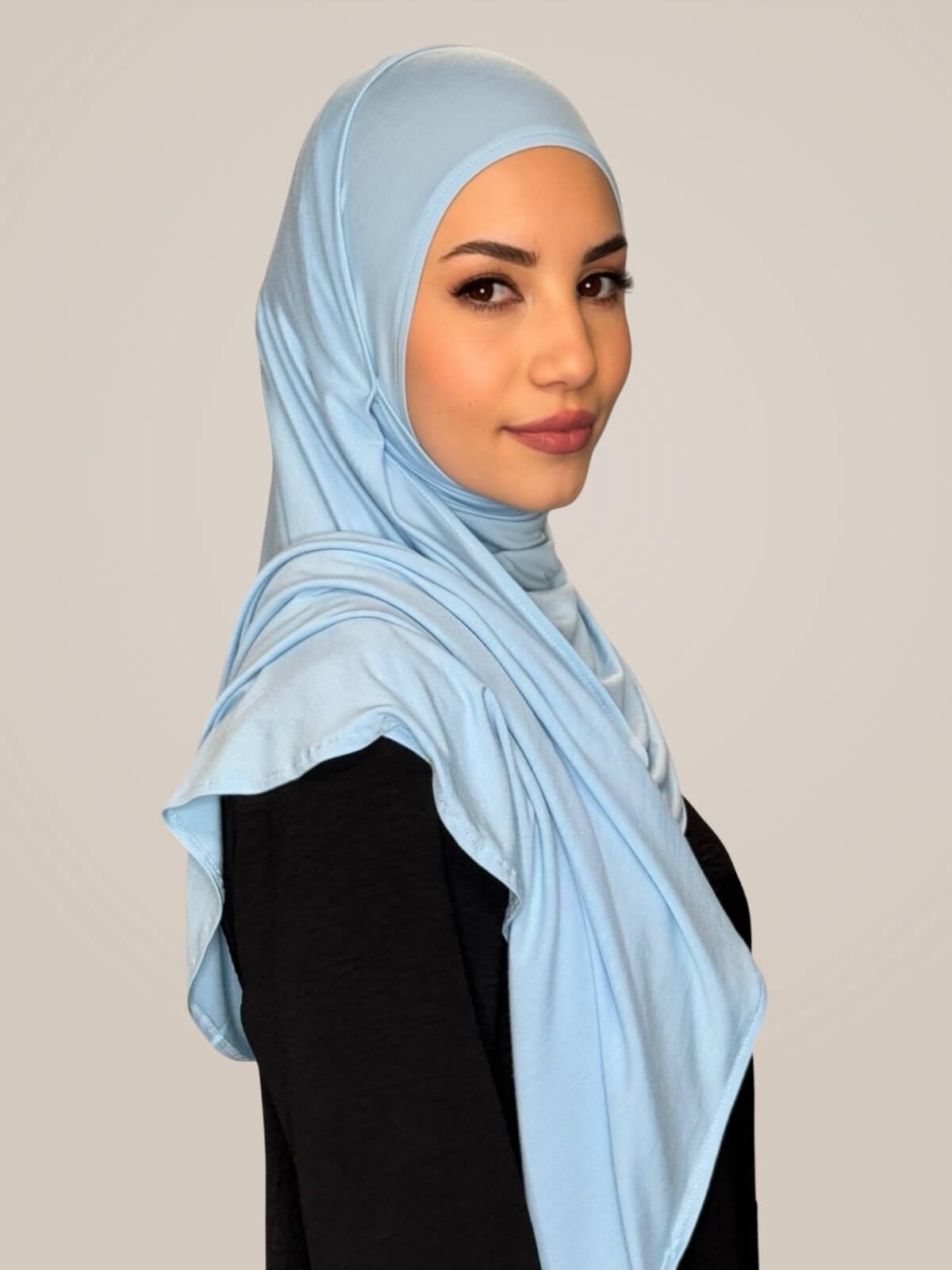 Pre-Sewn Jersey Hijab-Baby Blue