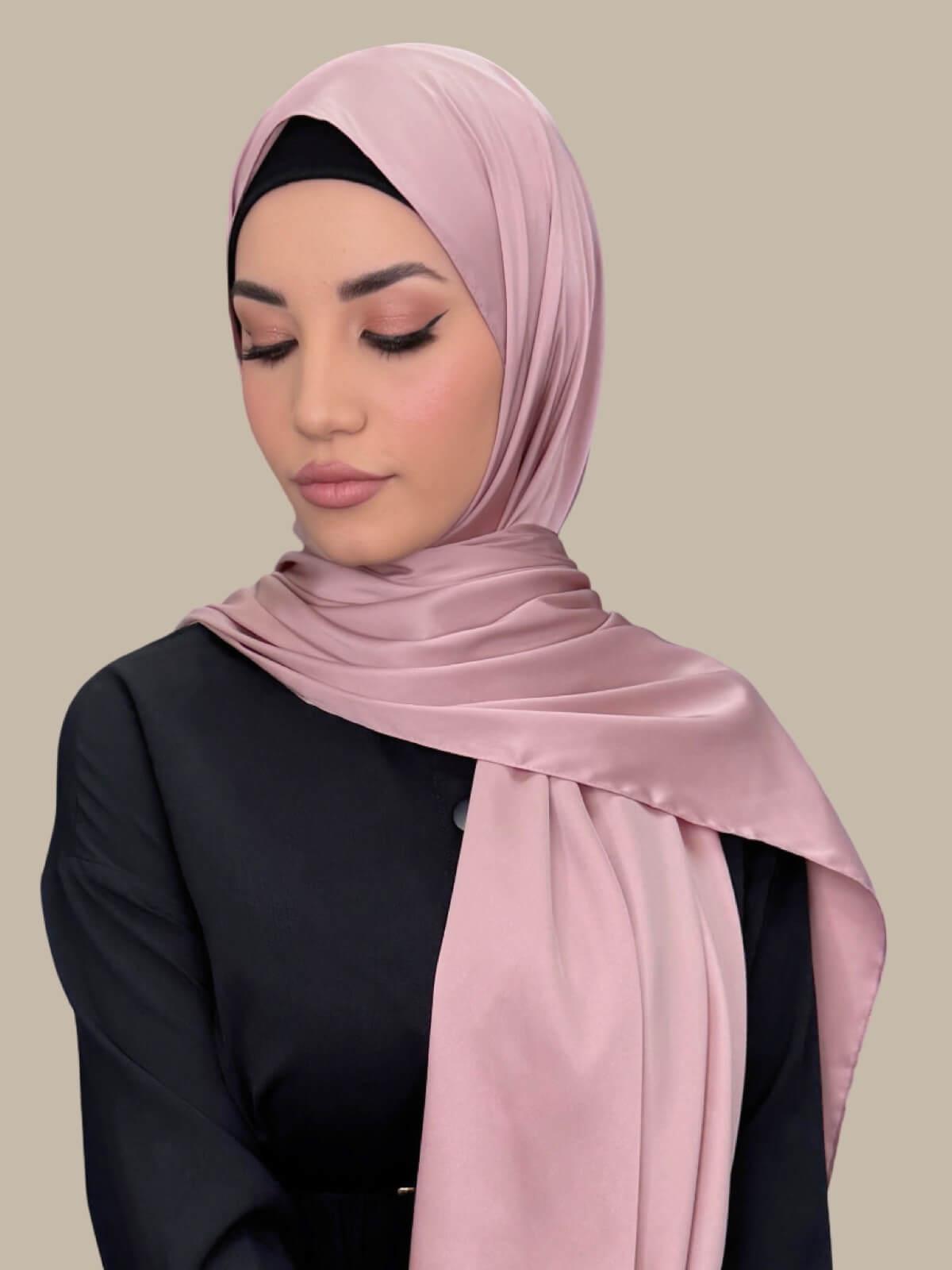 Premium Satin Hijab-Truffle Rose