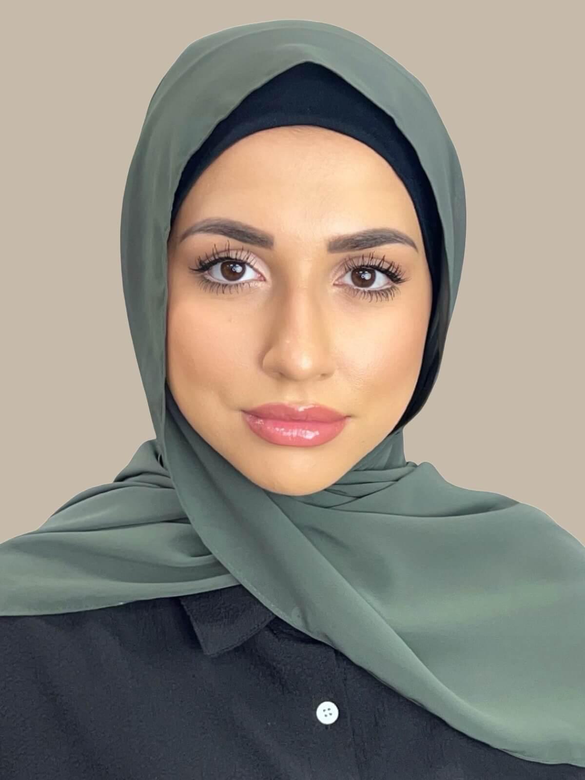 Luxury Chiffon Hijab-Army Green