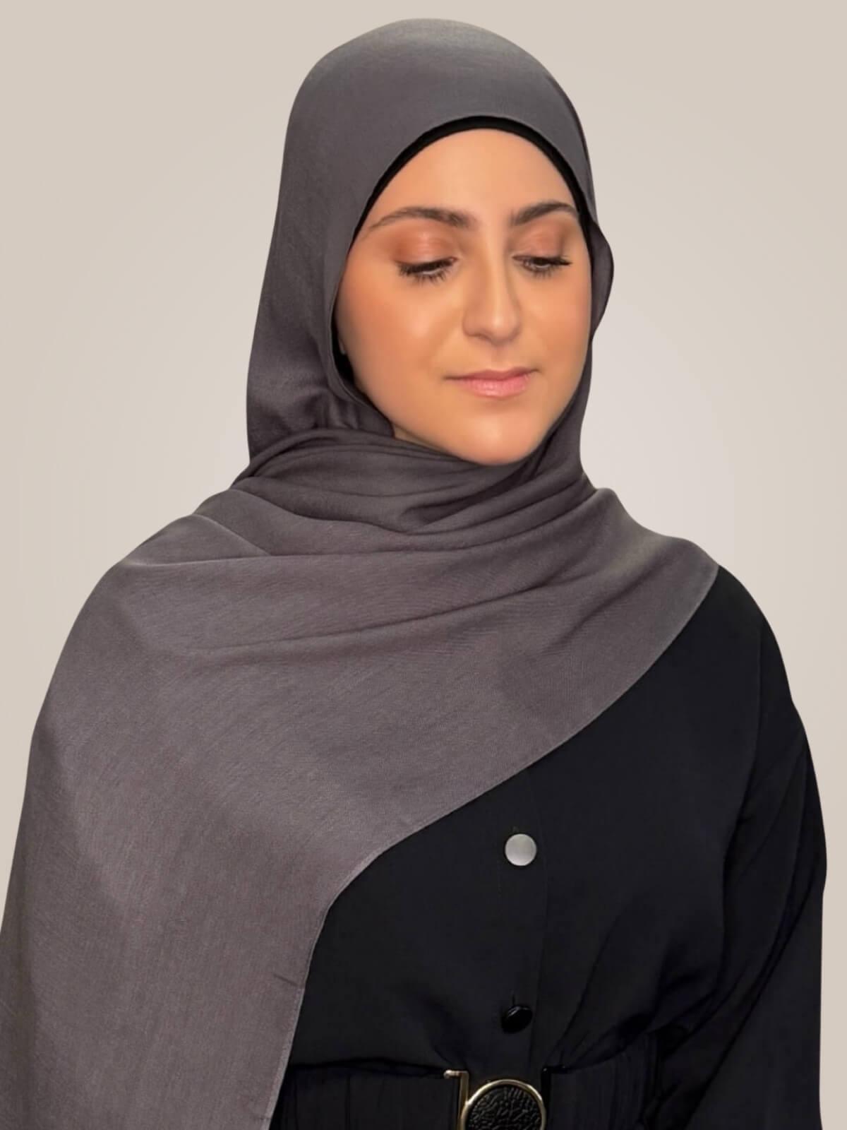 Modish Girl Cotton Modal Hijab-Graphite Grey