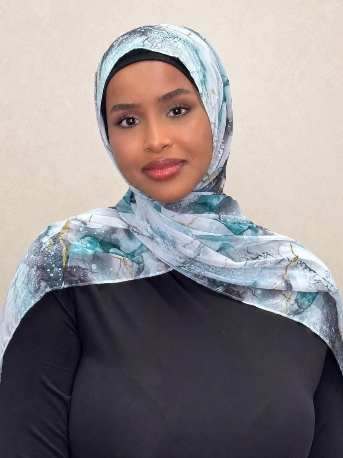 Printed Chiffon Hijab-Mystic Marble