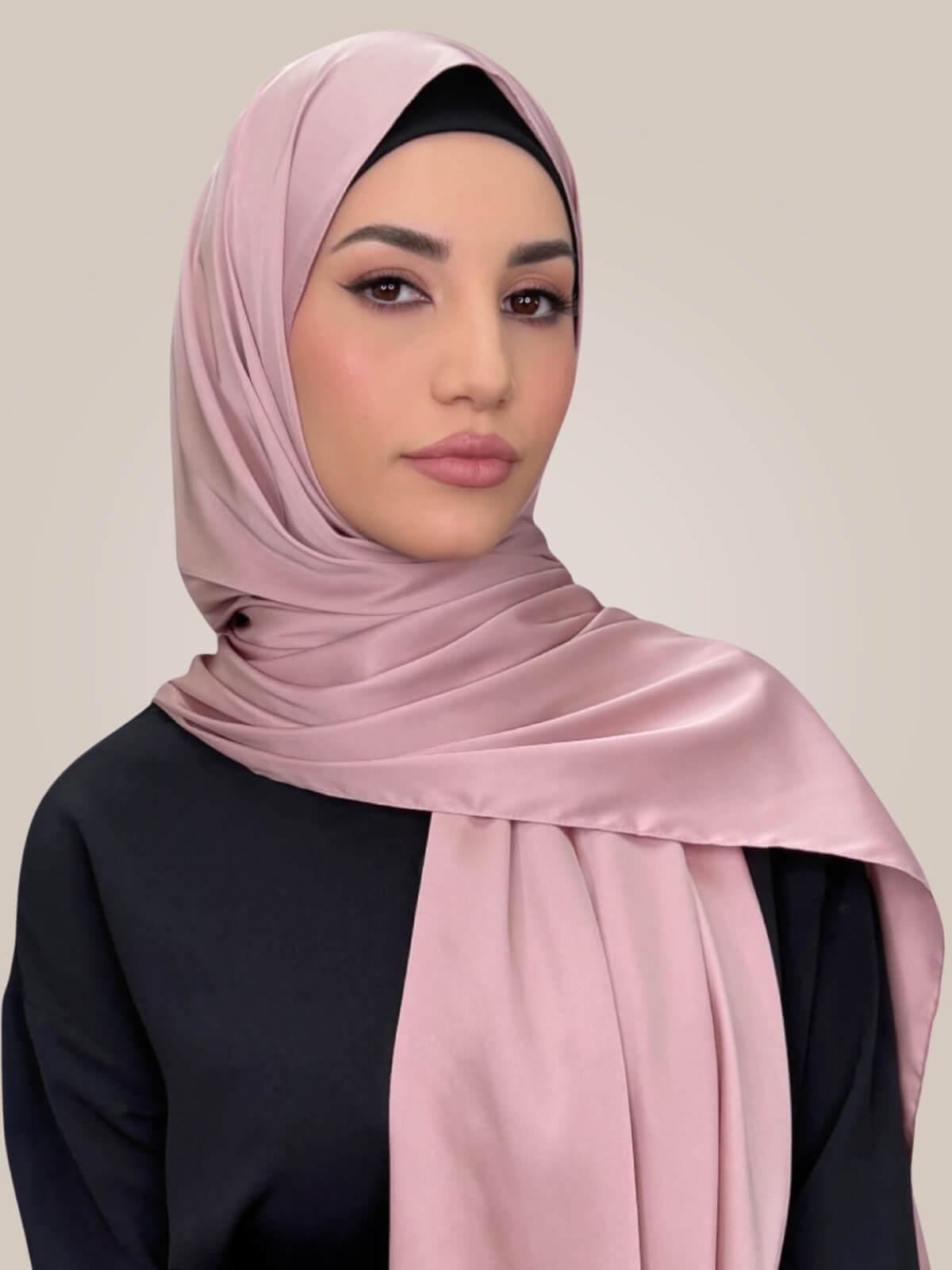 Premium Satin Hijab-Truffle Rose