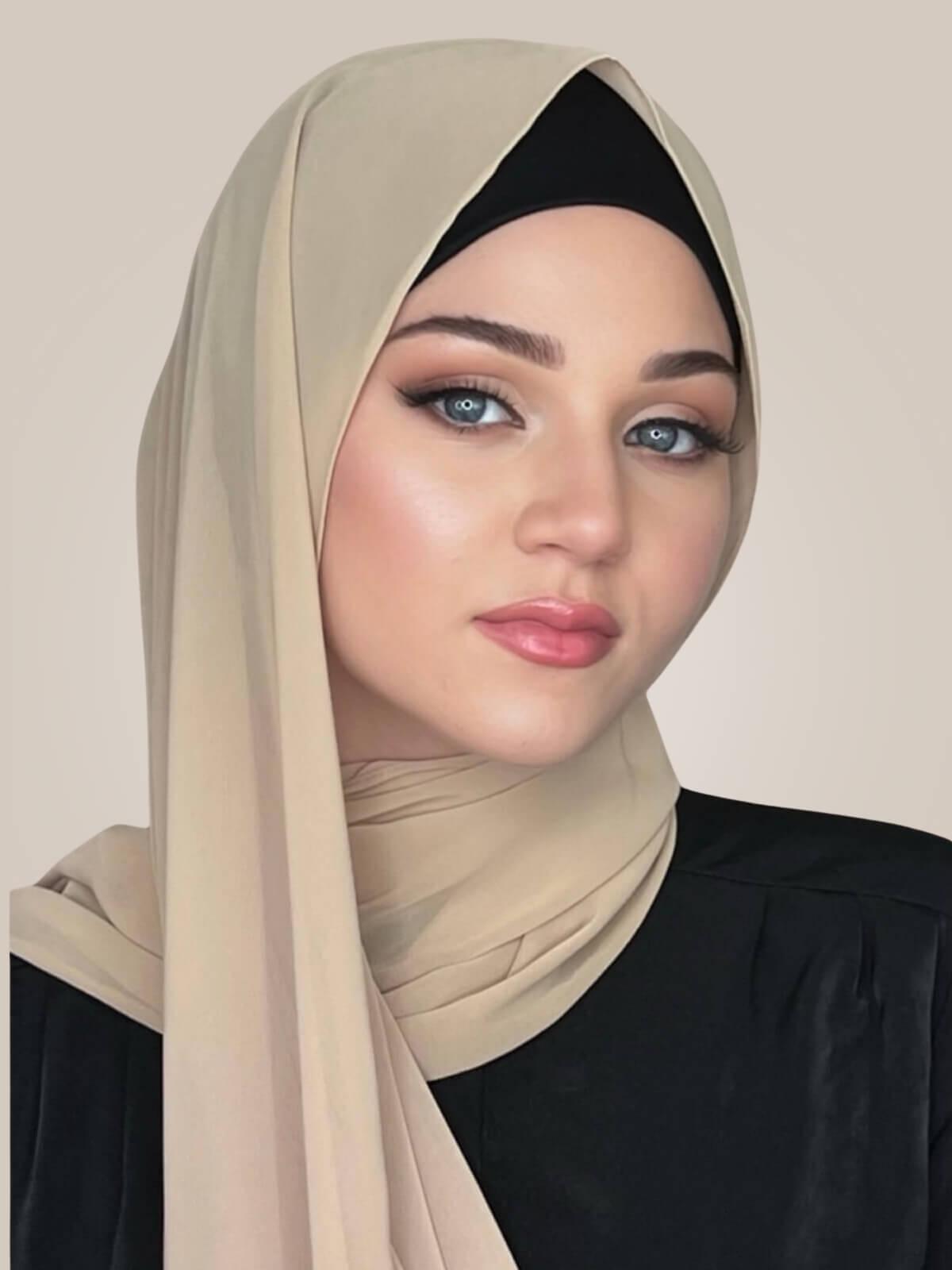 Luxury Chiffon Hijab-Frosted Almond