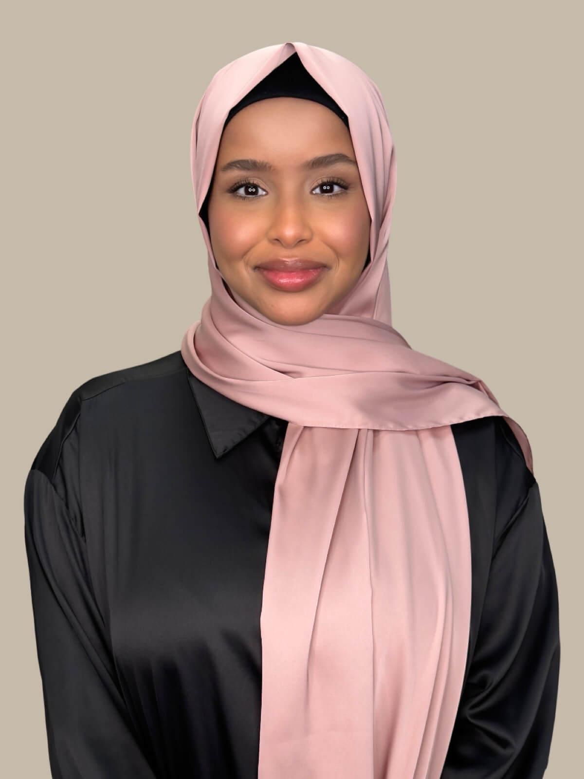 Premium Satin Hijab-Truffle Rose