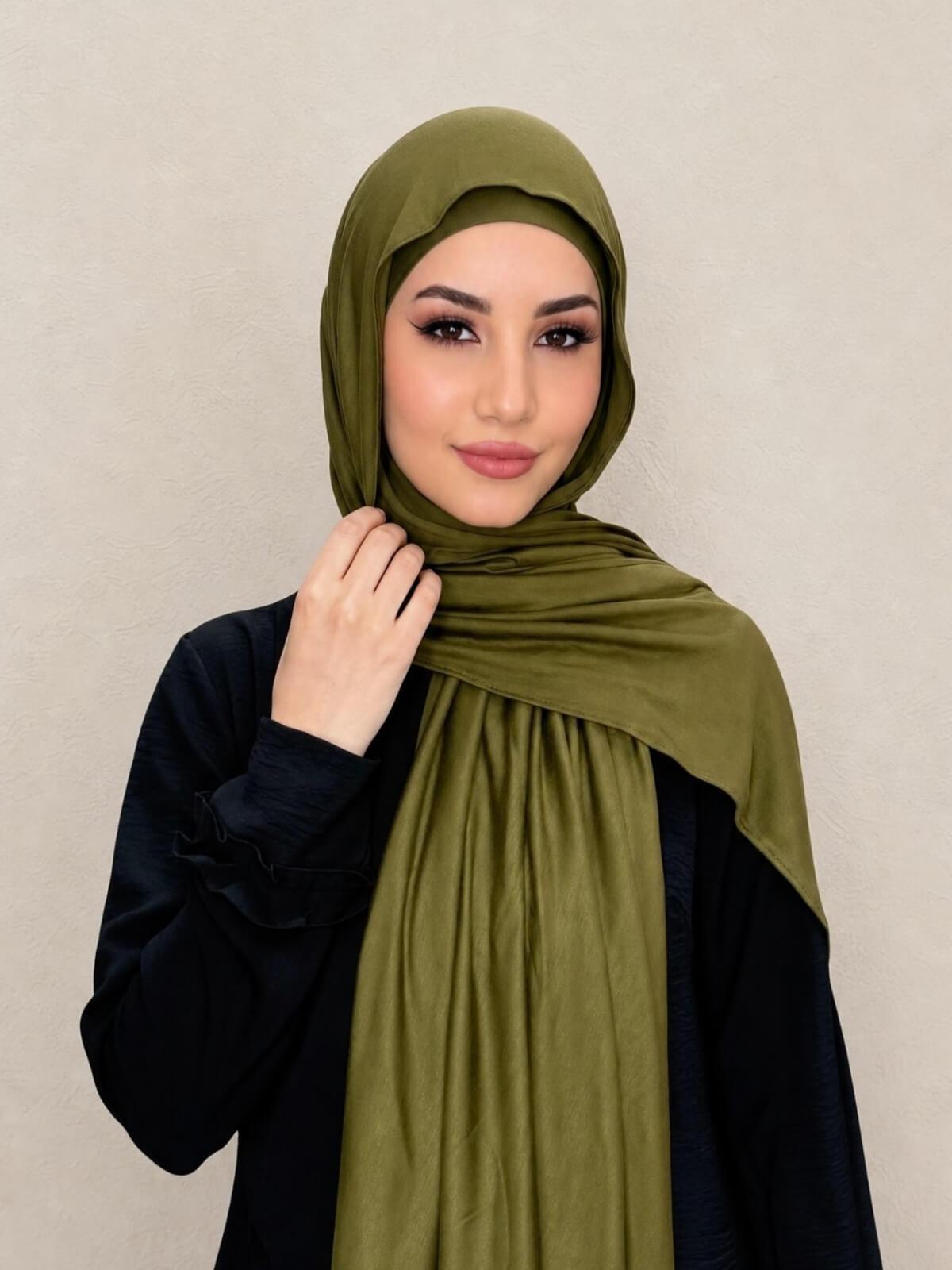 Premium Jersey Hijab-Olive Green