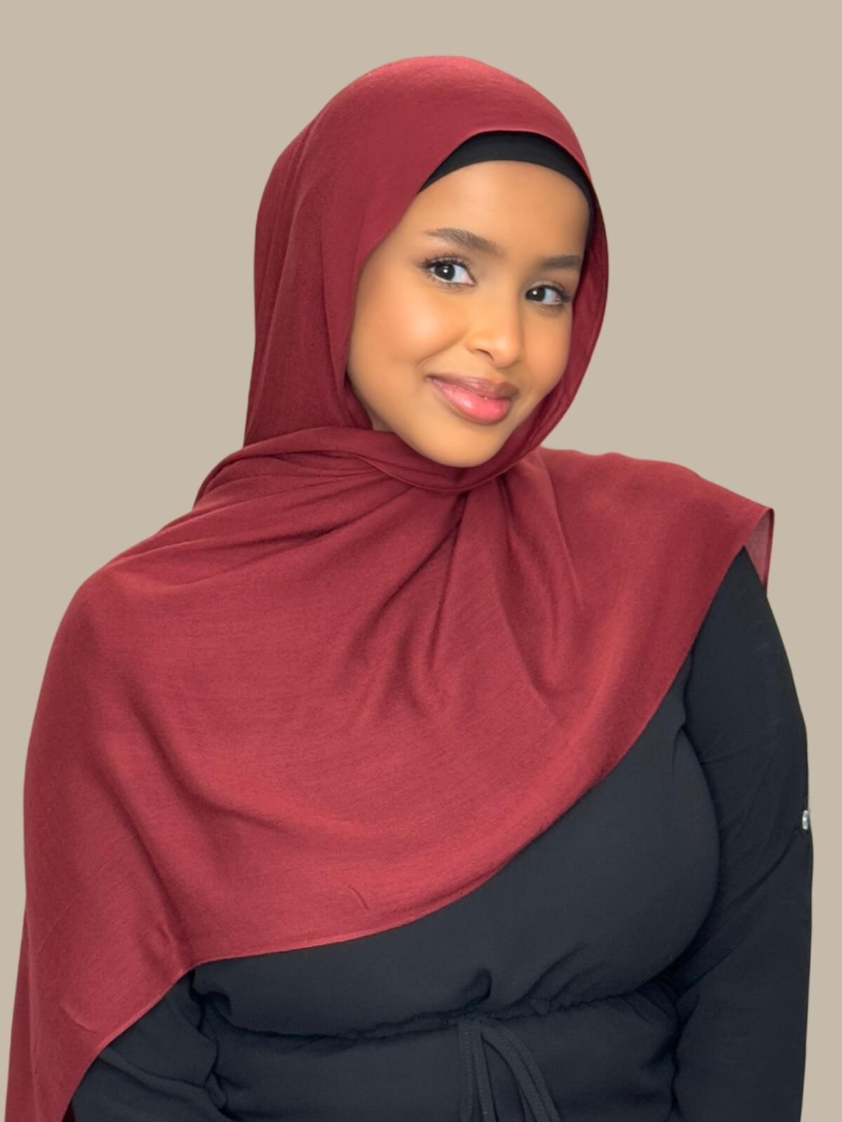 Cotton Modal Hijab-Jam Red