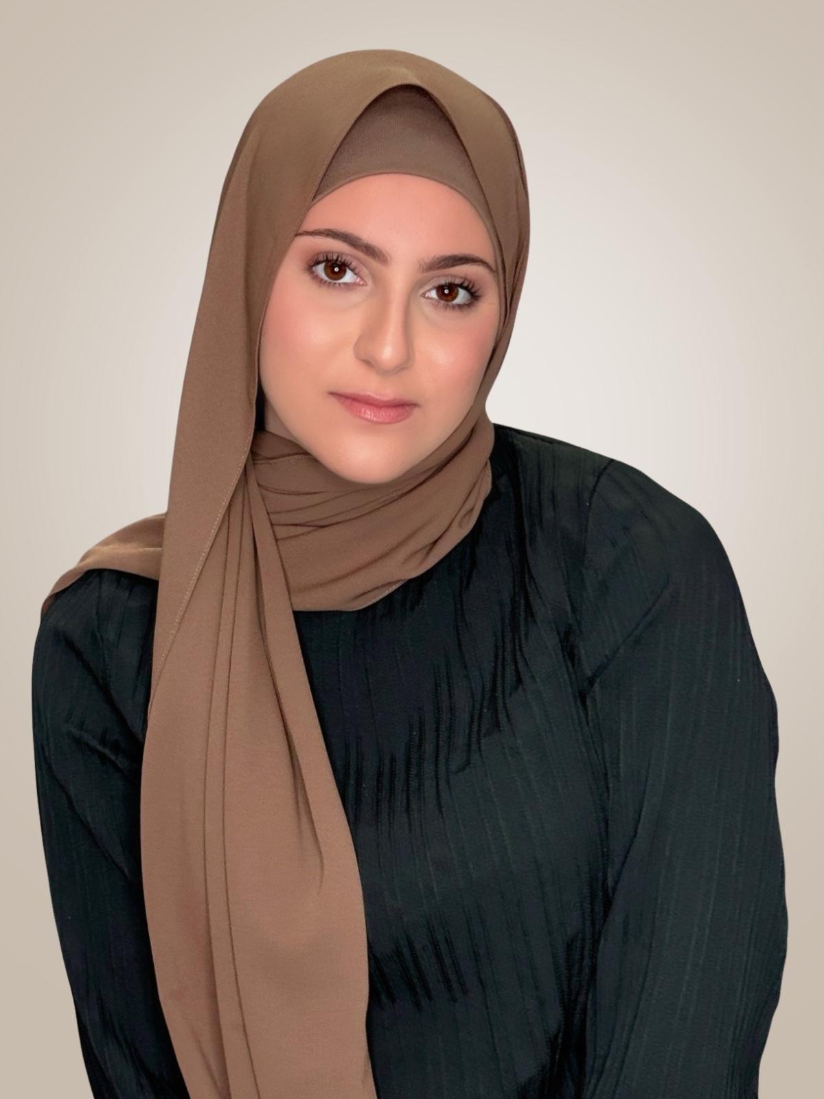 Modish Girl Matching Chiffon Hijab Set-Walnut Brown