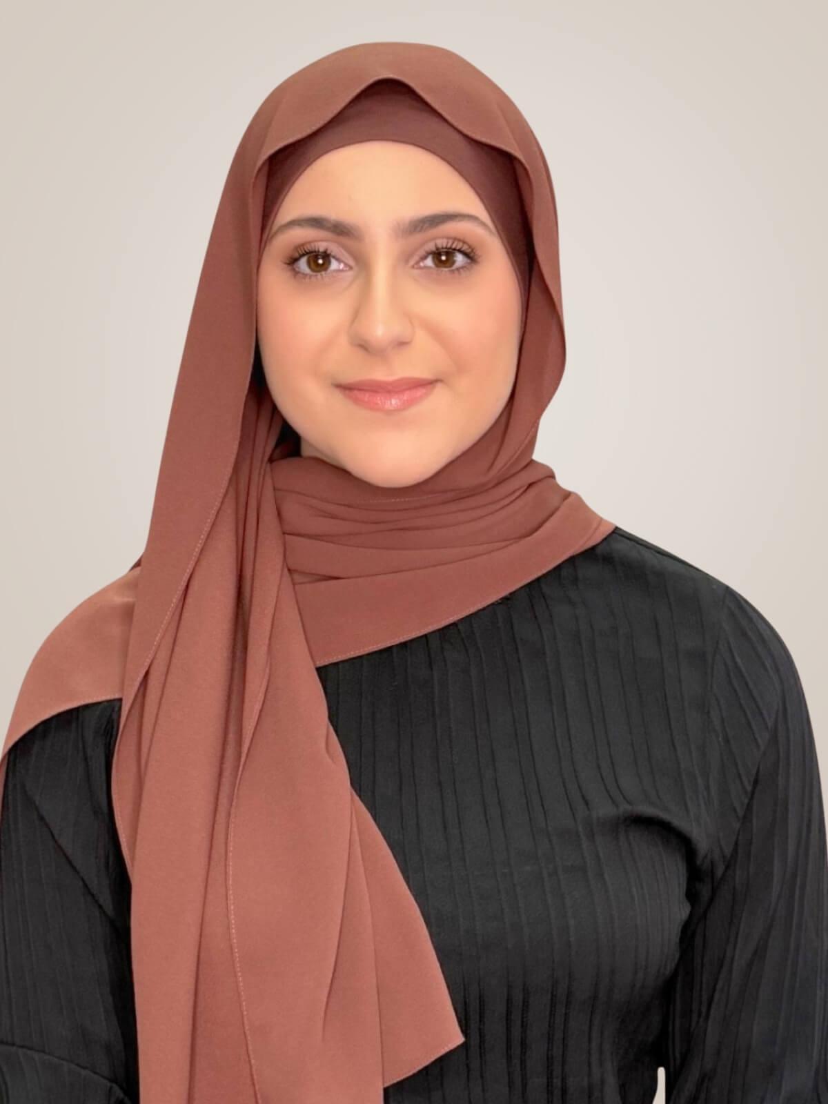 Modish Girl Matching Chiffon Hijab Set-Burnt Redwood