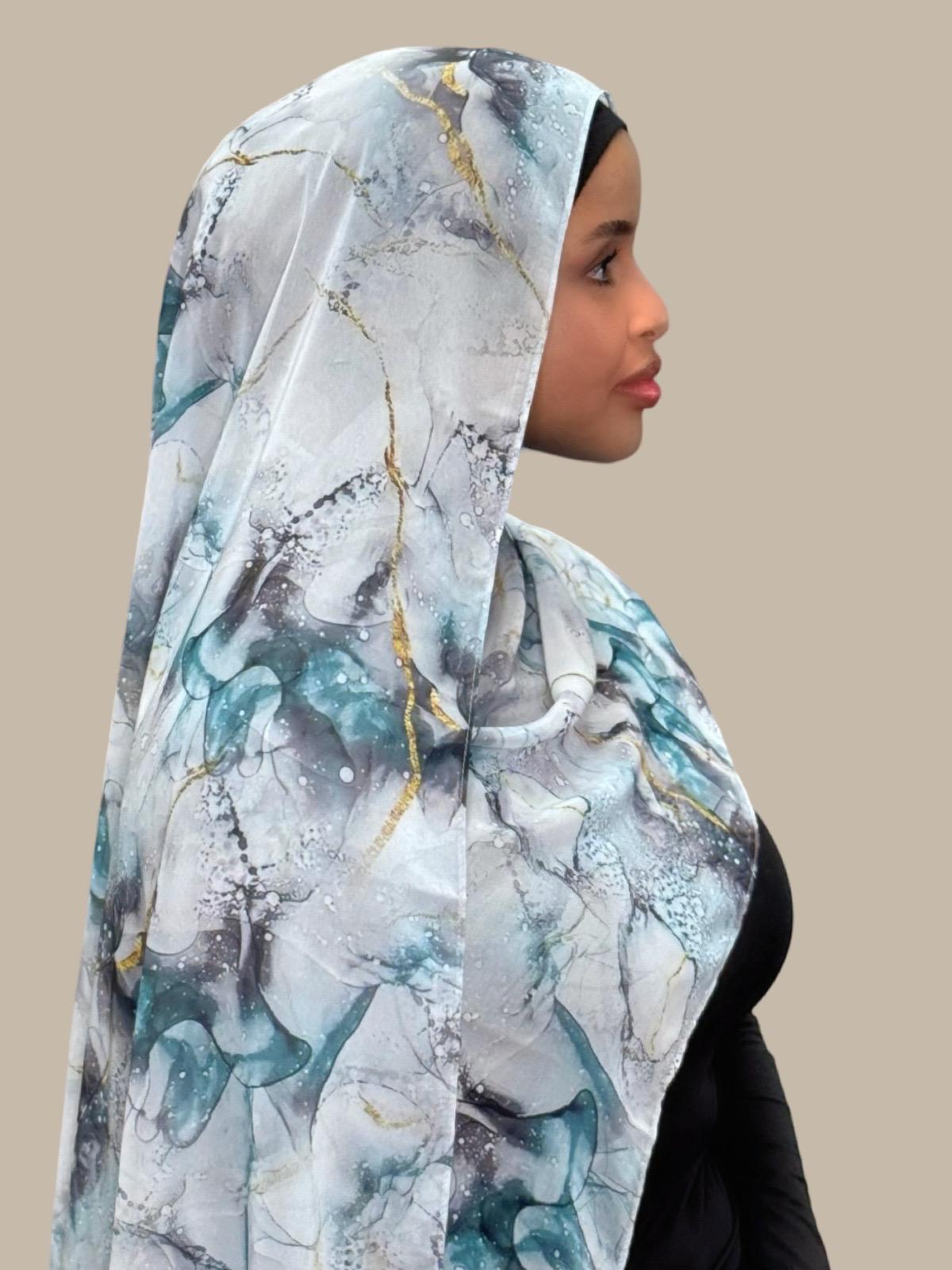 Printed Chiffon Hijab-Mystic Marble