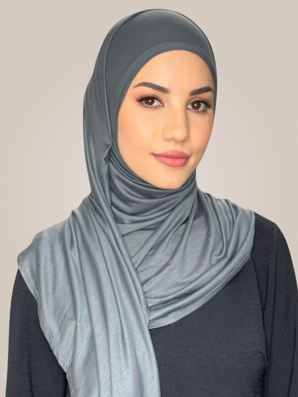 Pre-Sewn Jersey Hijab-Pebble Grey