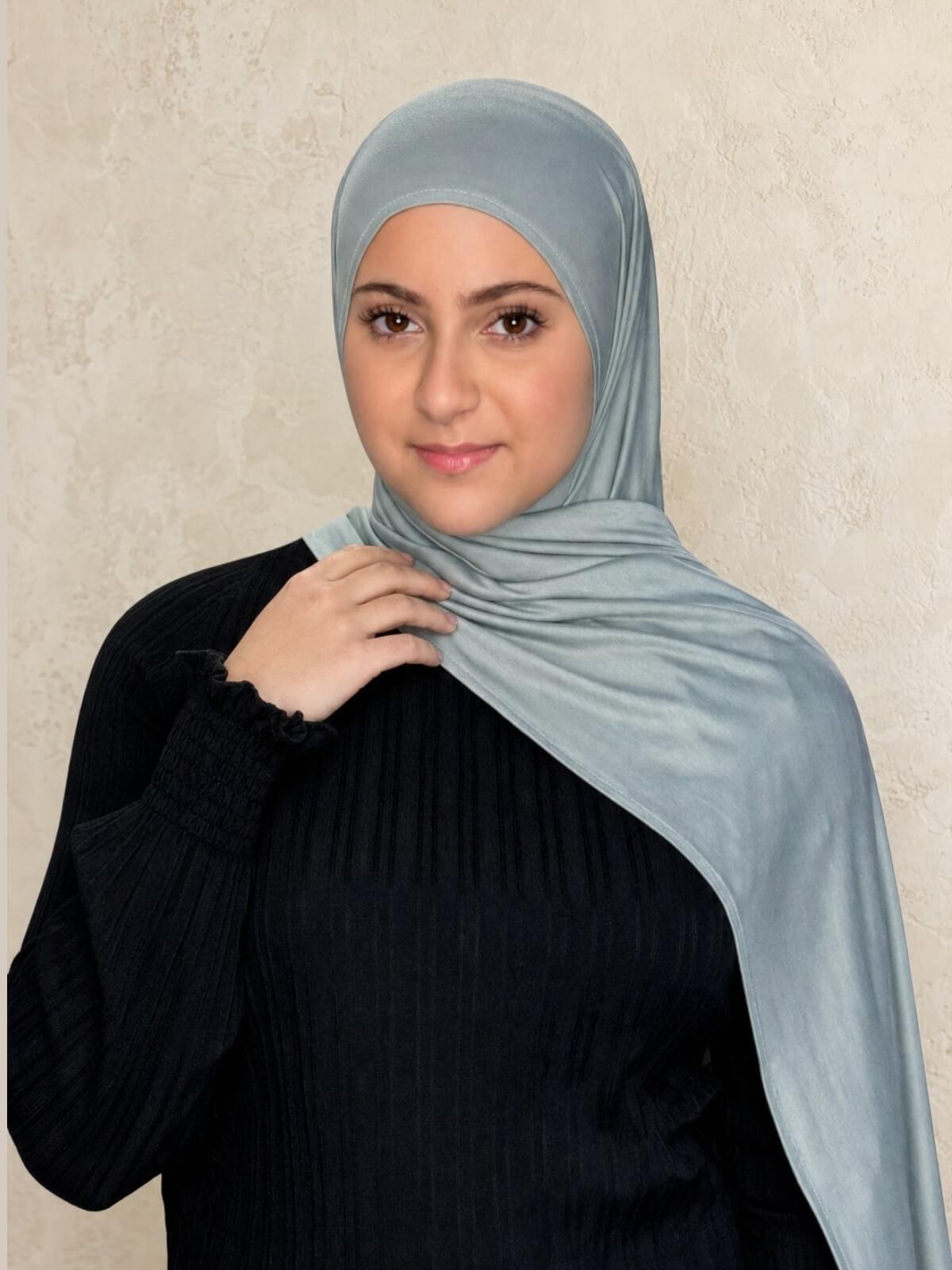 Modish Girl Pre-Sewn Jersey Hijab-Stone Green