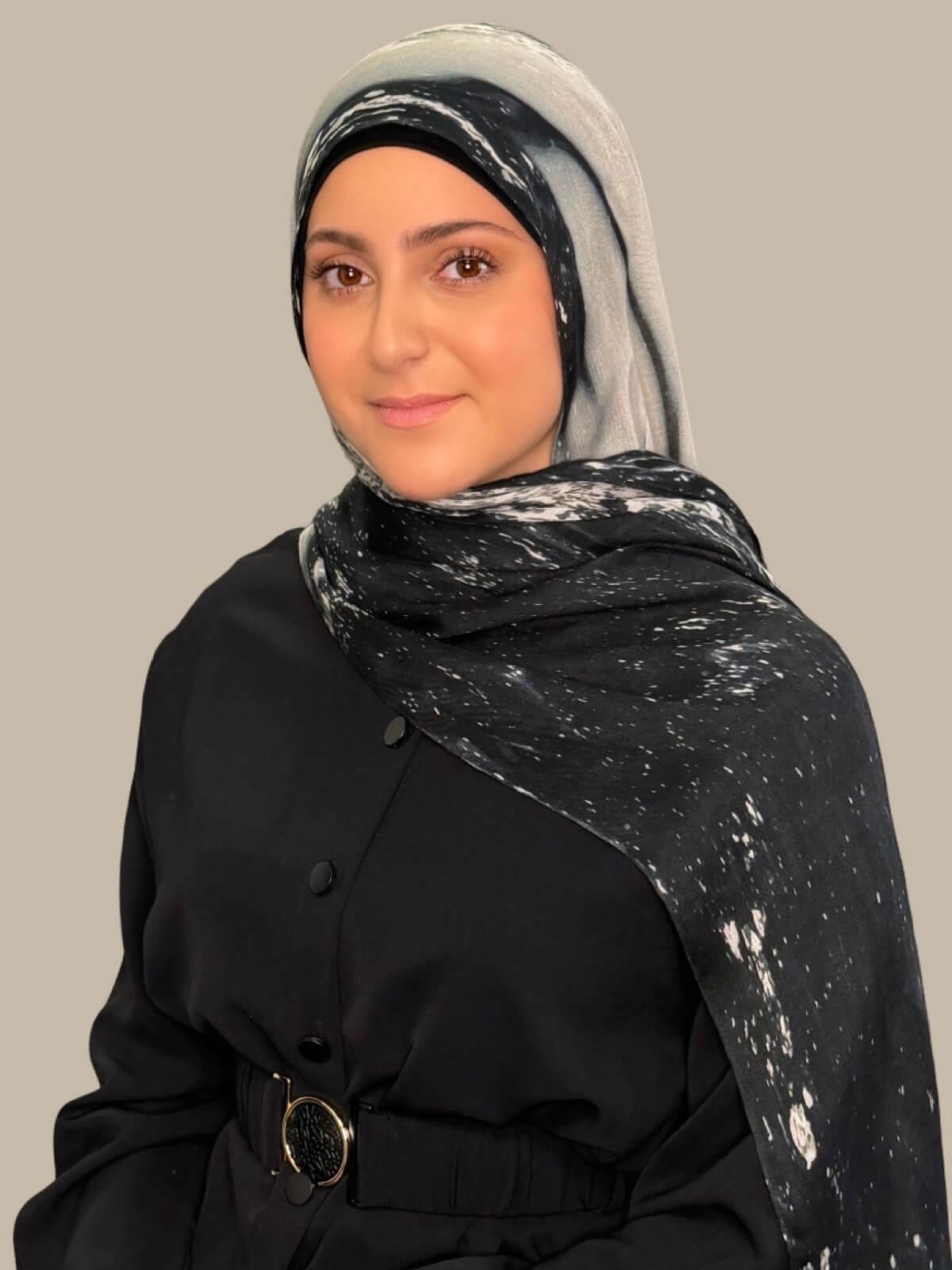 Modish Girl Print Modal Hijab-Milan Noir