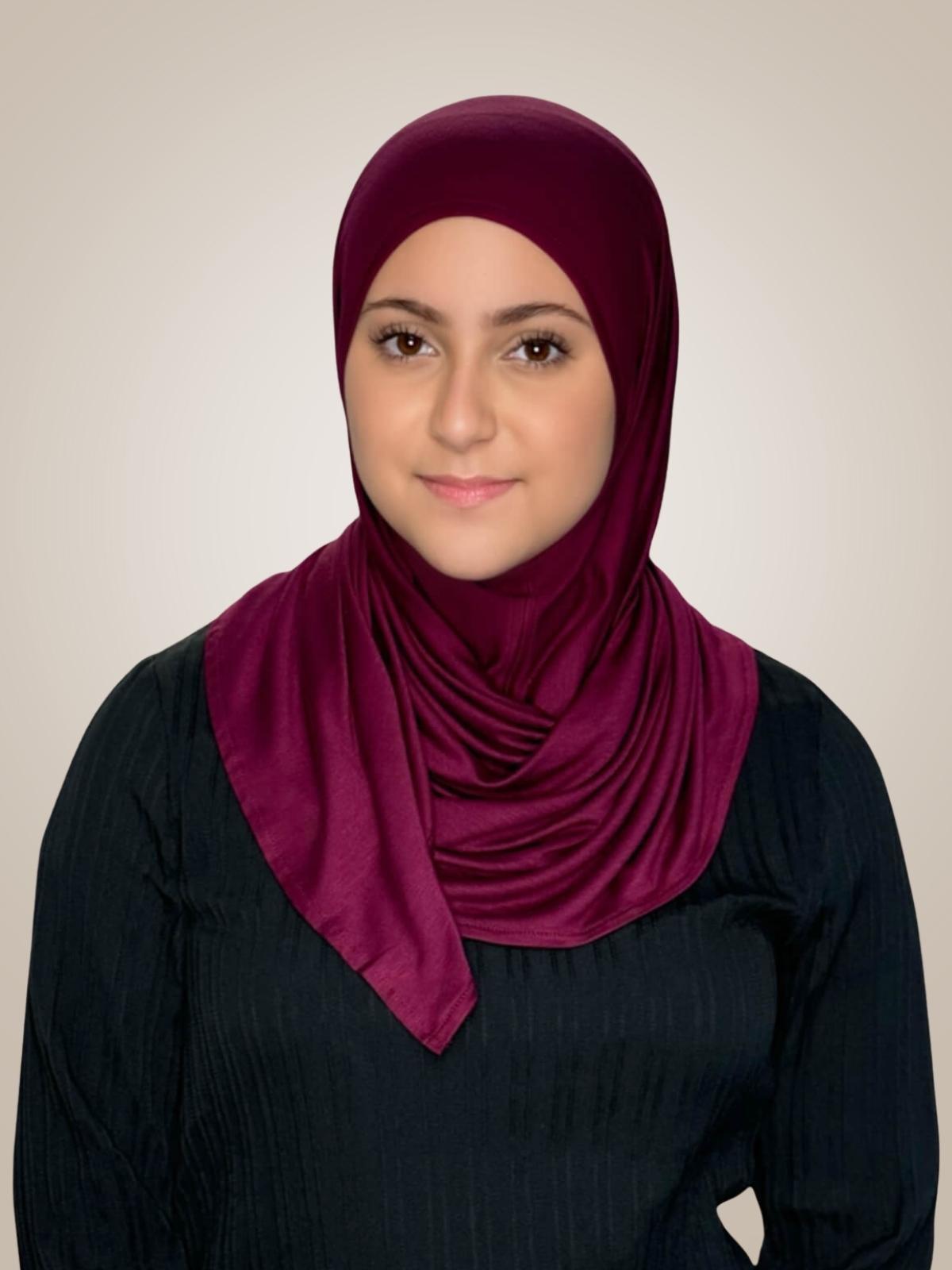 Modish Girl Pre-Sewn Jersey Hijab-Burgundy