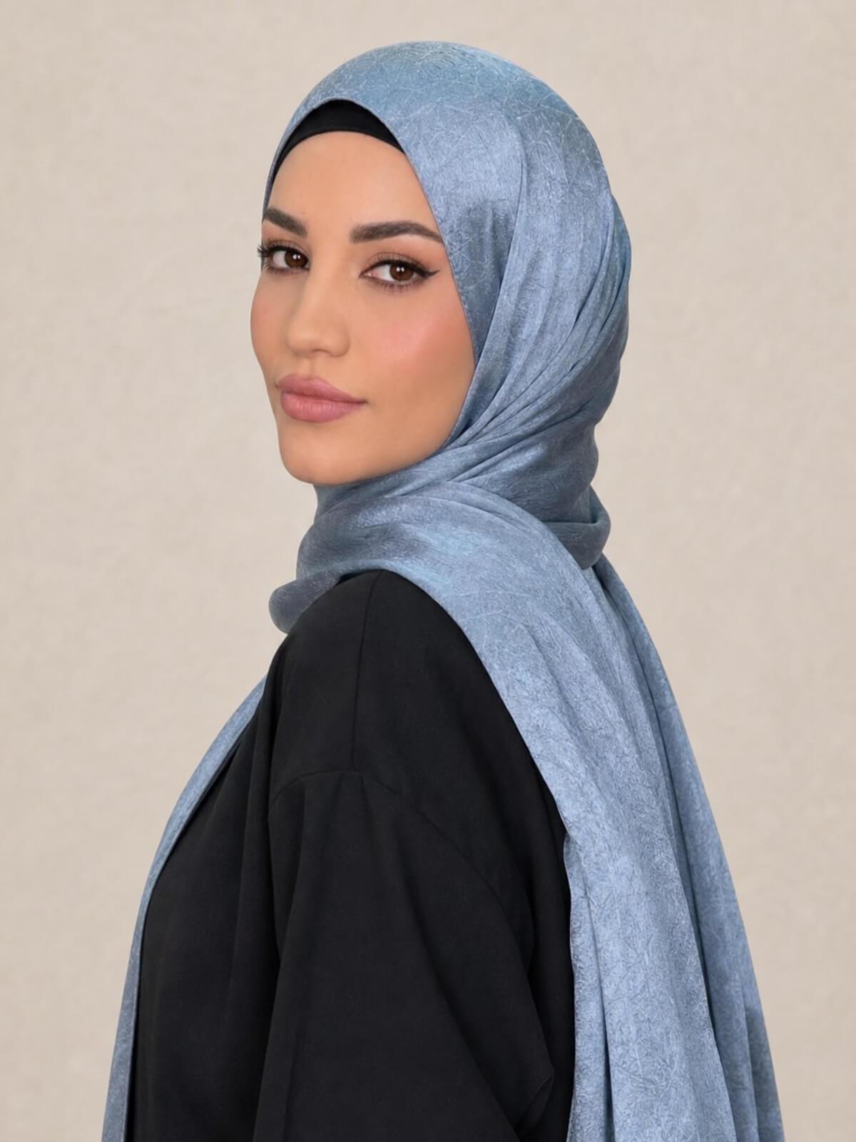 Classic Satin Hijab-Jean Blue