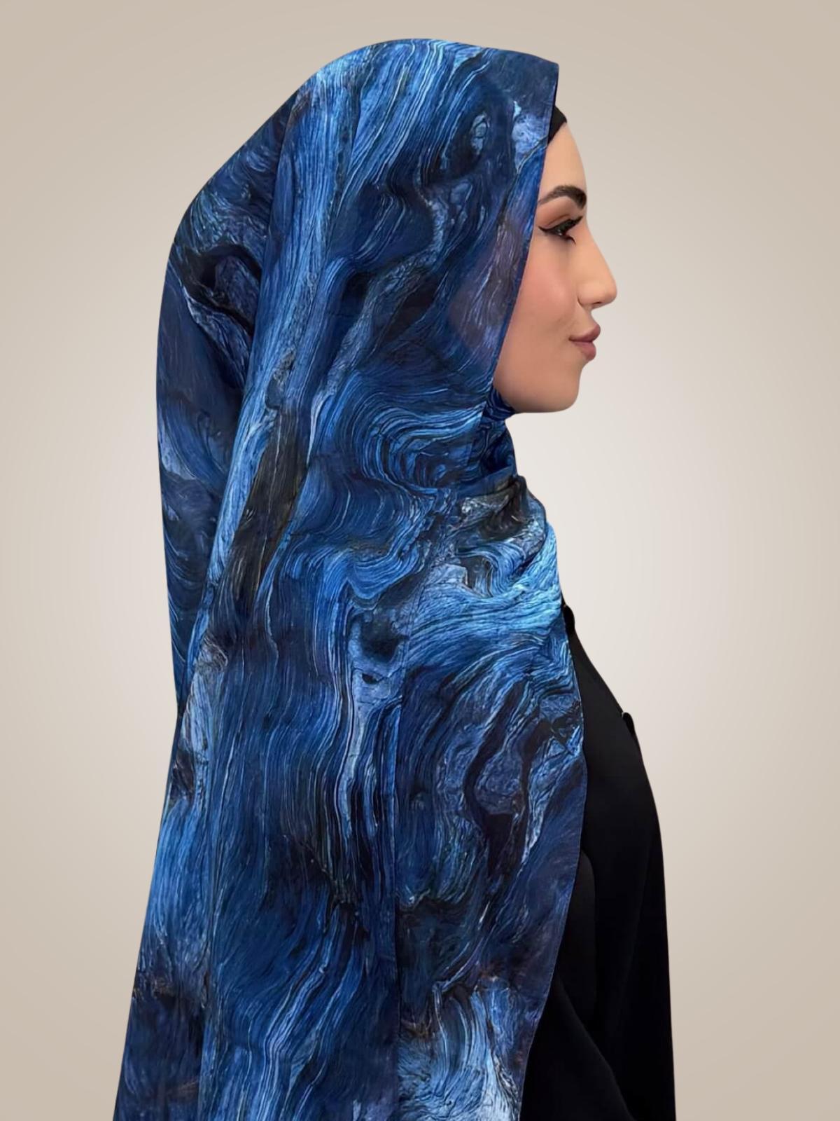 Printed Chiffon Hijab-Ocean Mist