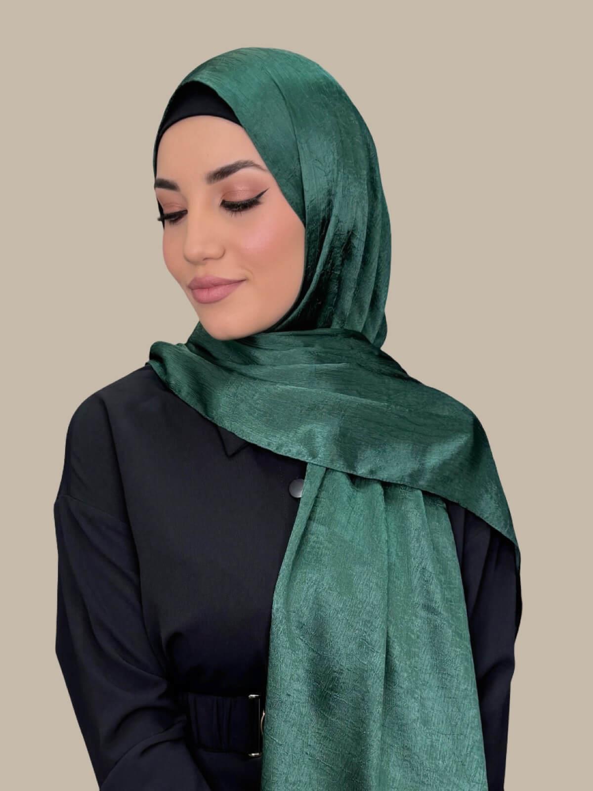 Classic Satin Hijab-Dark Green