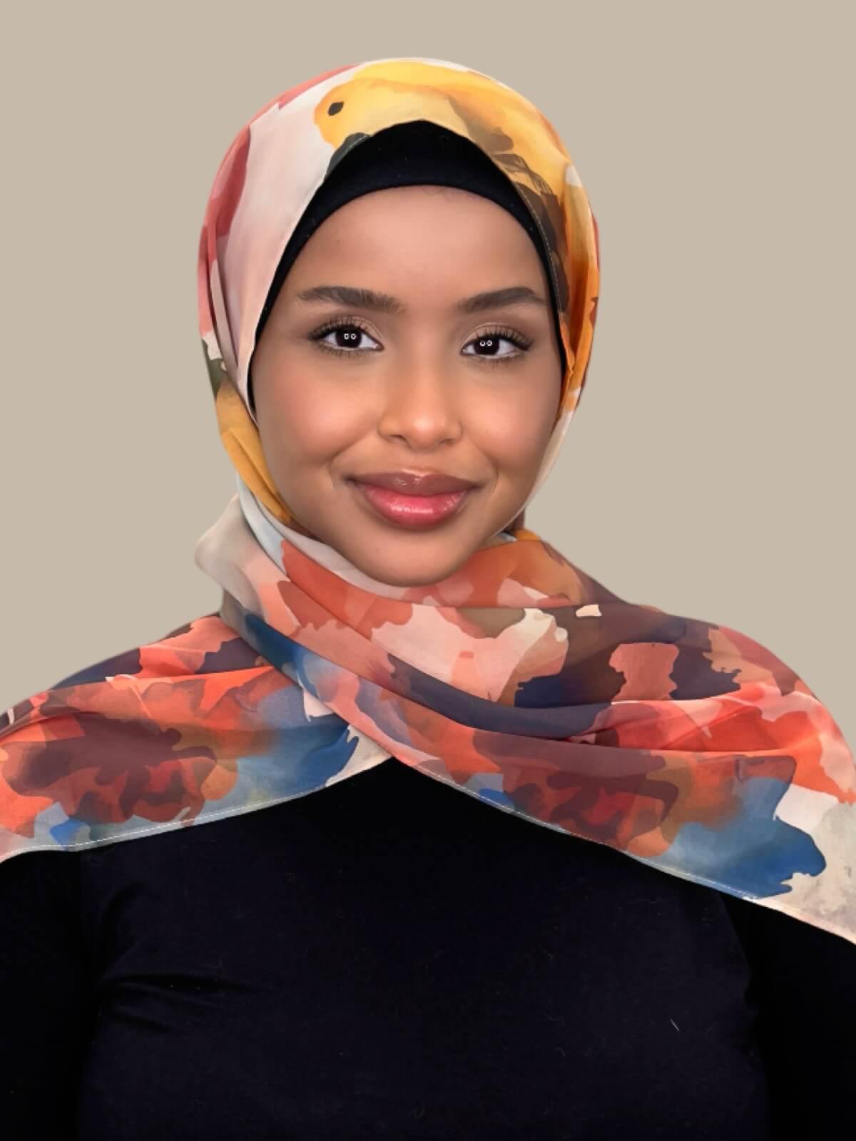 Printed Chiffon Hijab-Sienna Petals