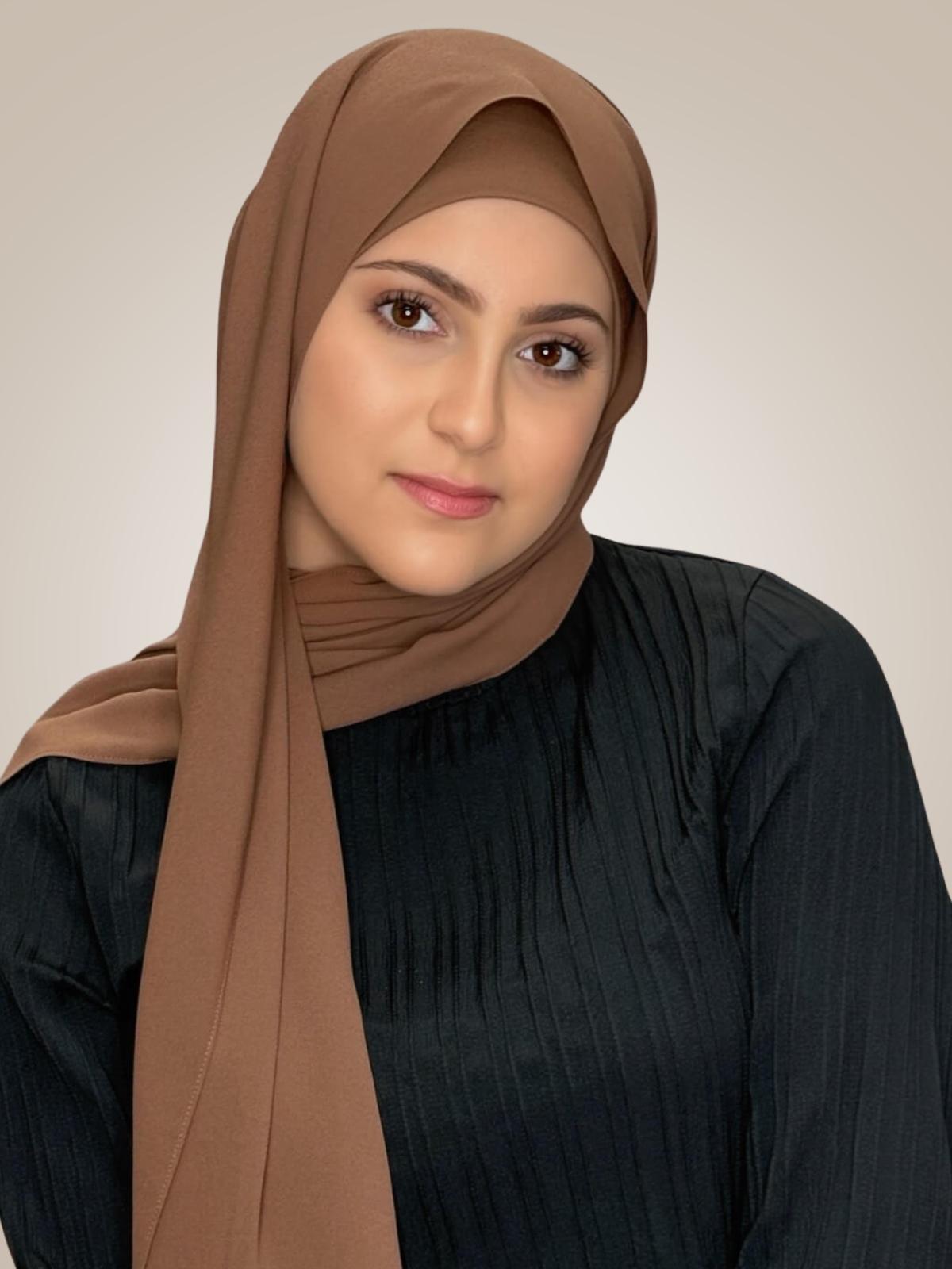 Modish Girl Matching Chiffon Hijab Set-Cinnamon