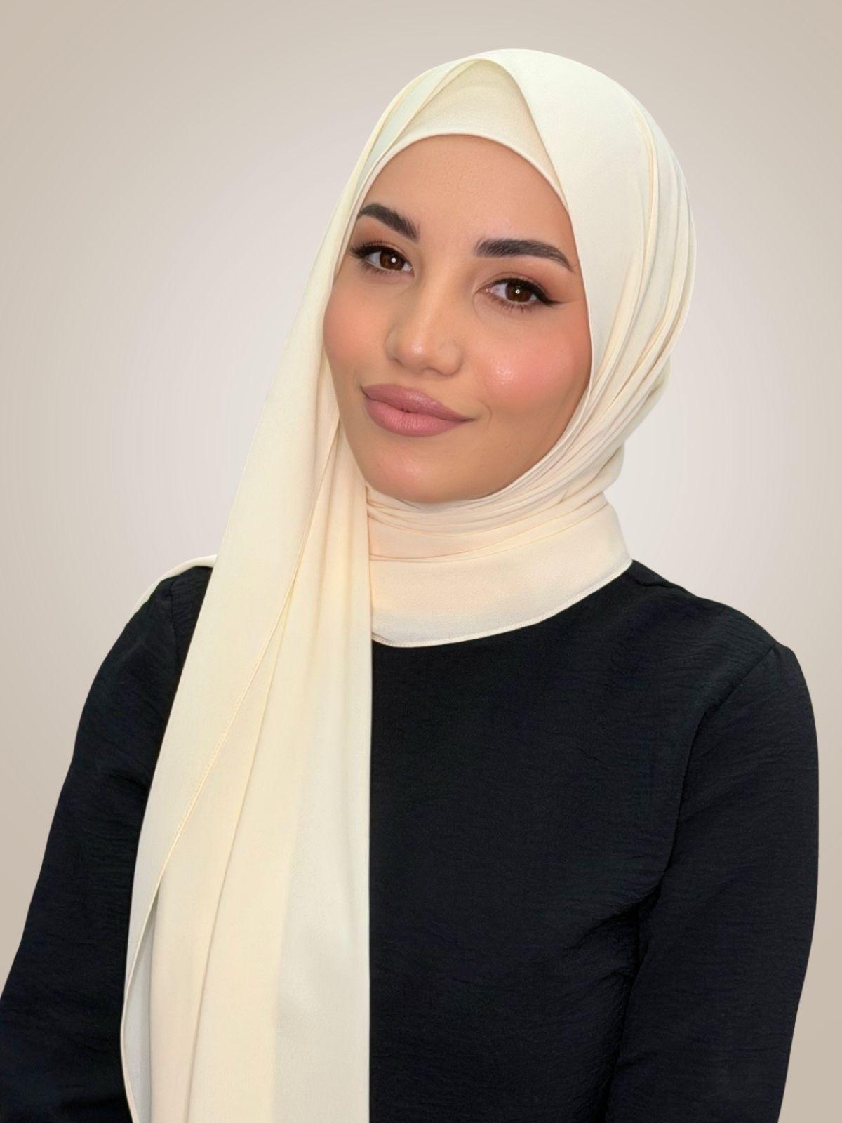 Matching Chiffon Hijab Set-Ivory Lace