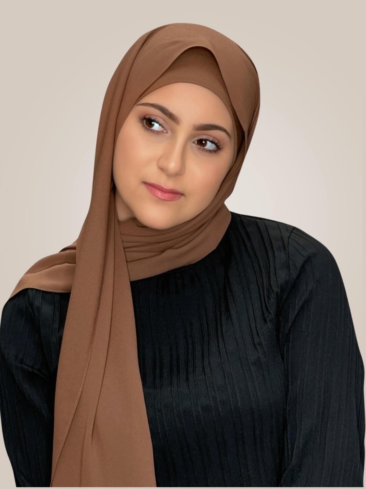 Modish Girl Matching Chiffon Hijab Set-Cinnamon