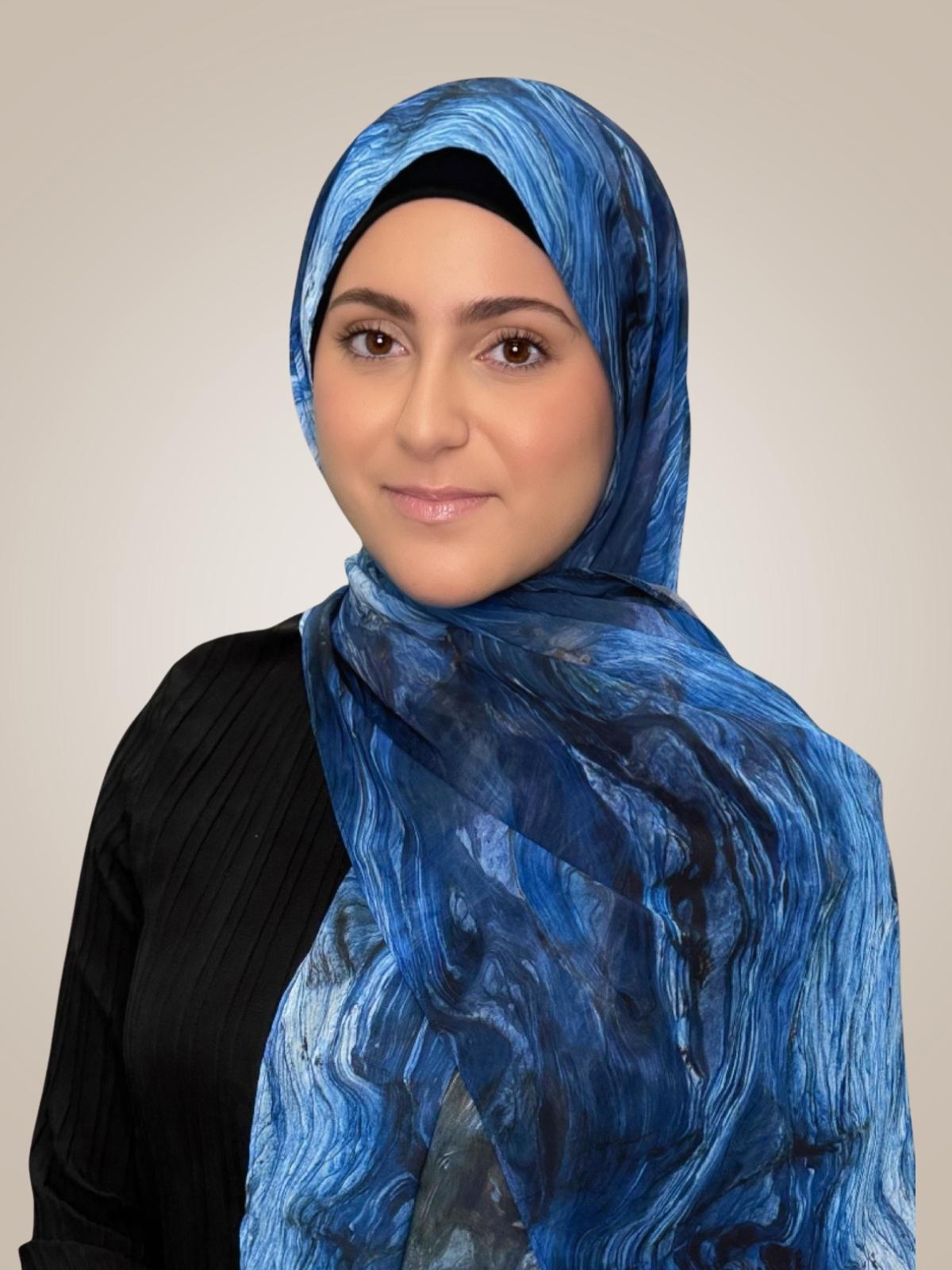 Modish Girl Printed Chiffon Hijab-Ocean Mist