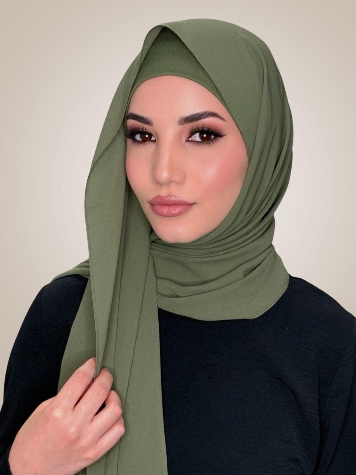 Matching Chiffon Hijab Set-Dusty Olive