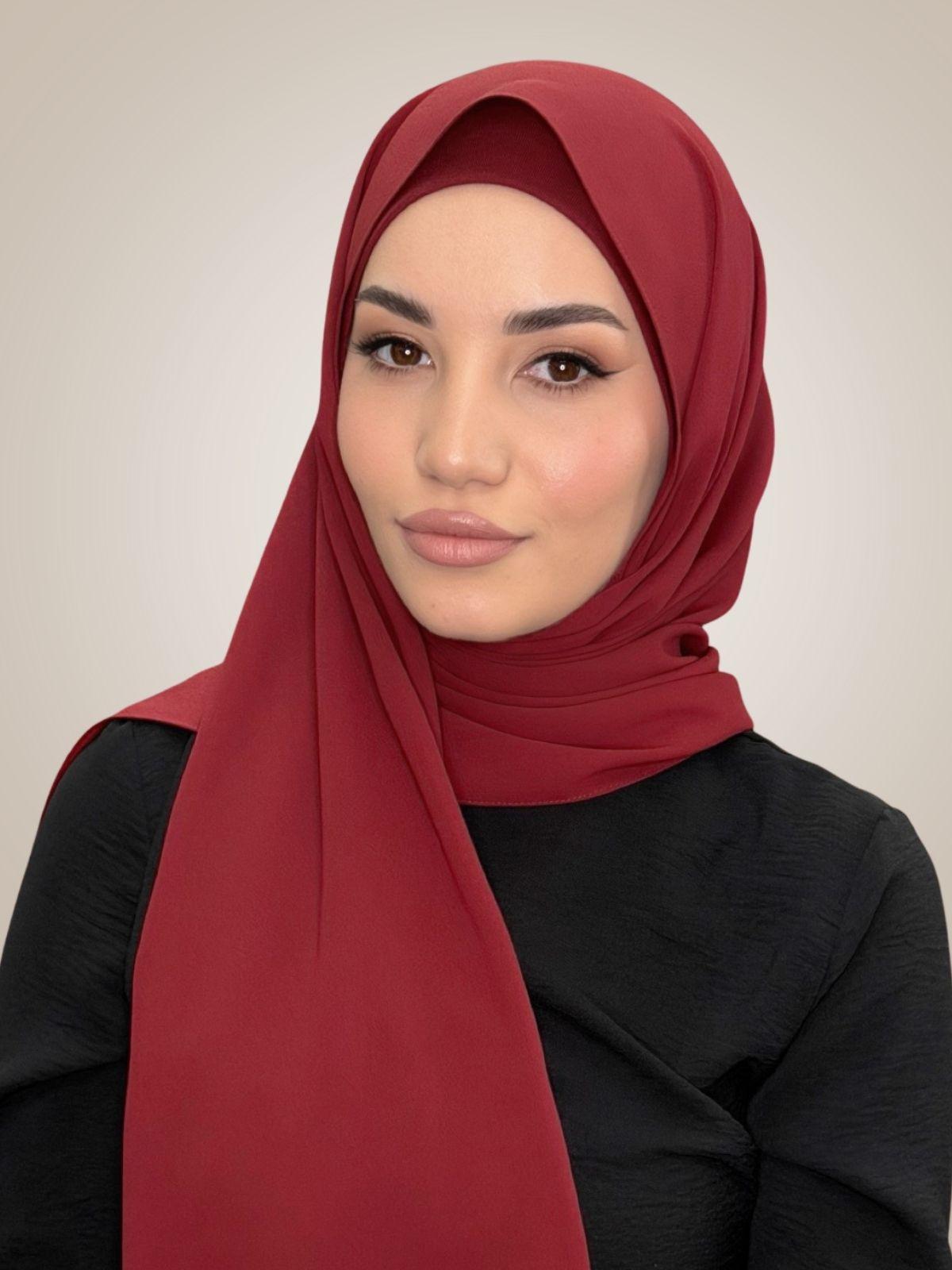Matching Chiffon Hijab Set-Mahogany