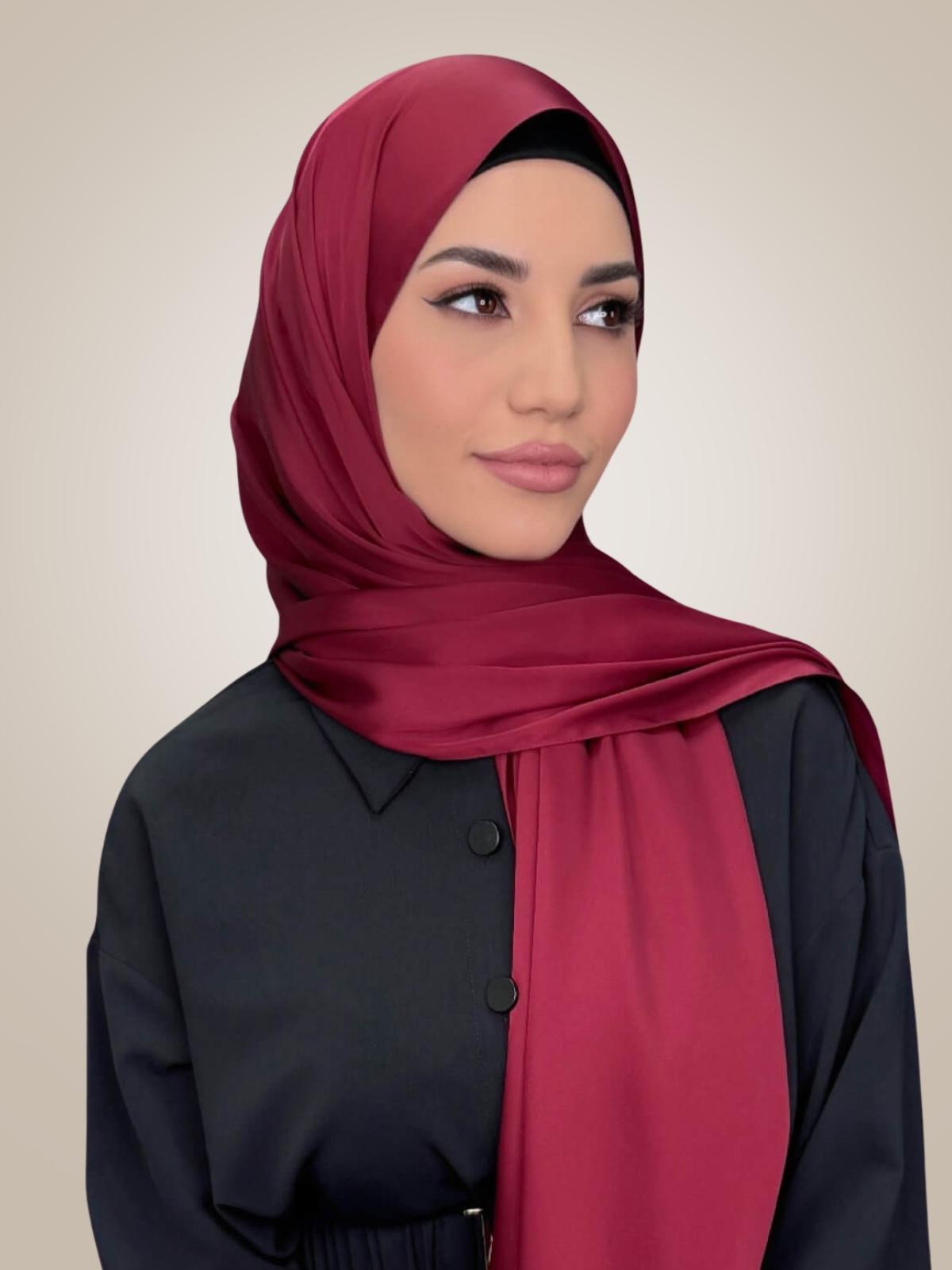 Premium Satin Hijab-Velvet Wine