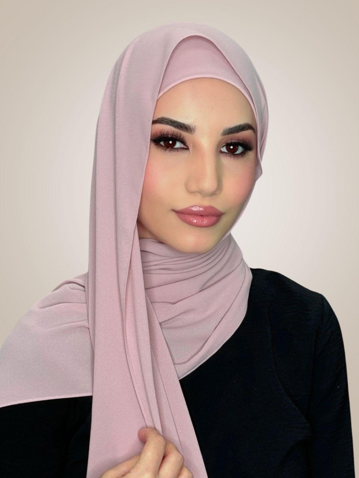 Matching Chiffon Hijab Set-Blush Rose