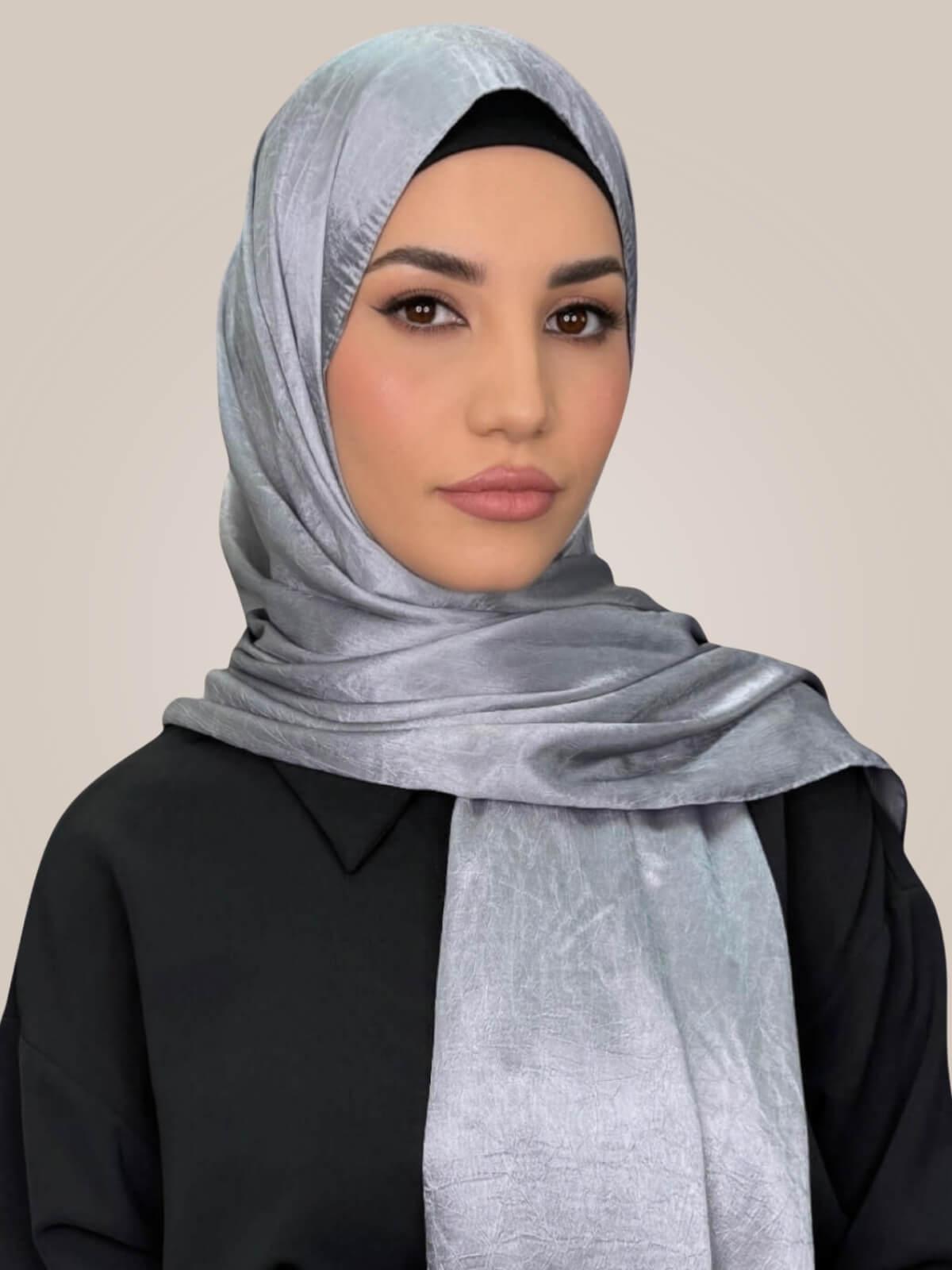 Classic Satin Hijab-Slate Dove Grey