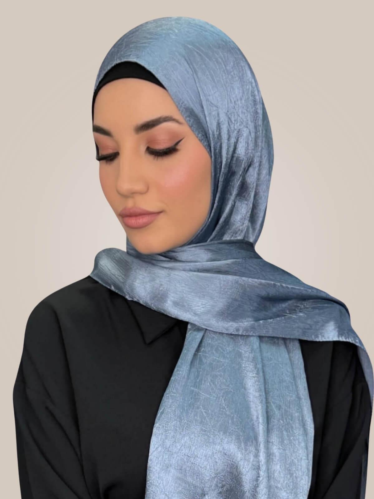 Classic Satin Hijab-Jean Blue