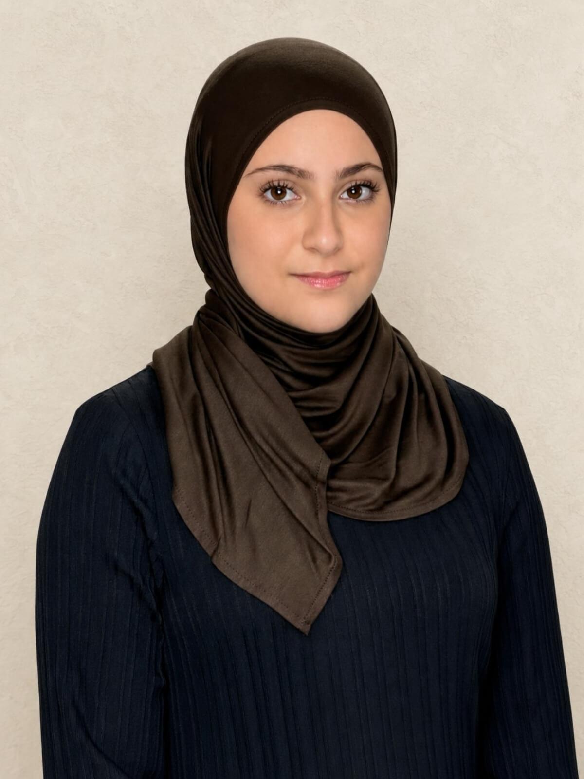 Modish Girl Pre-Sewn Jersey Hijab-Chocolate Brown