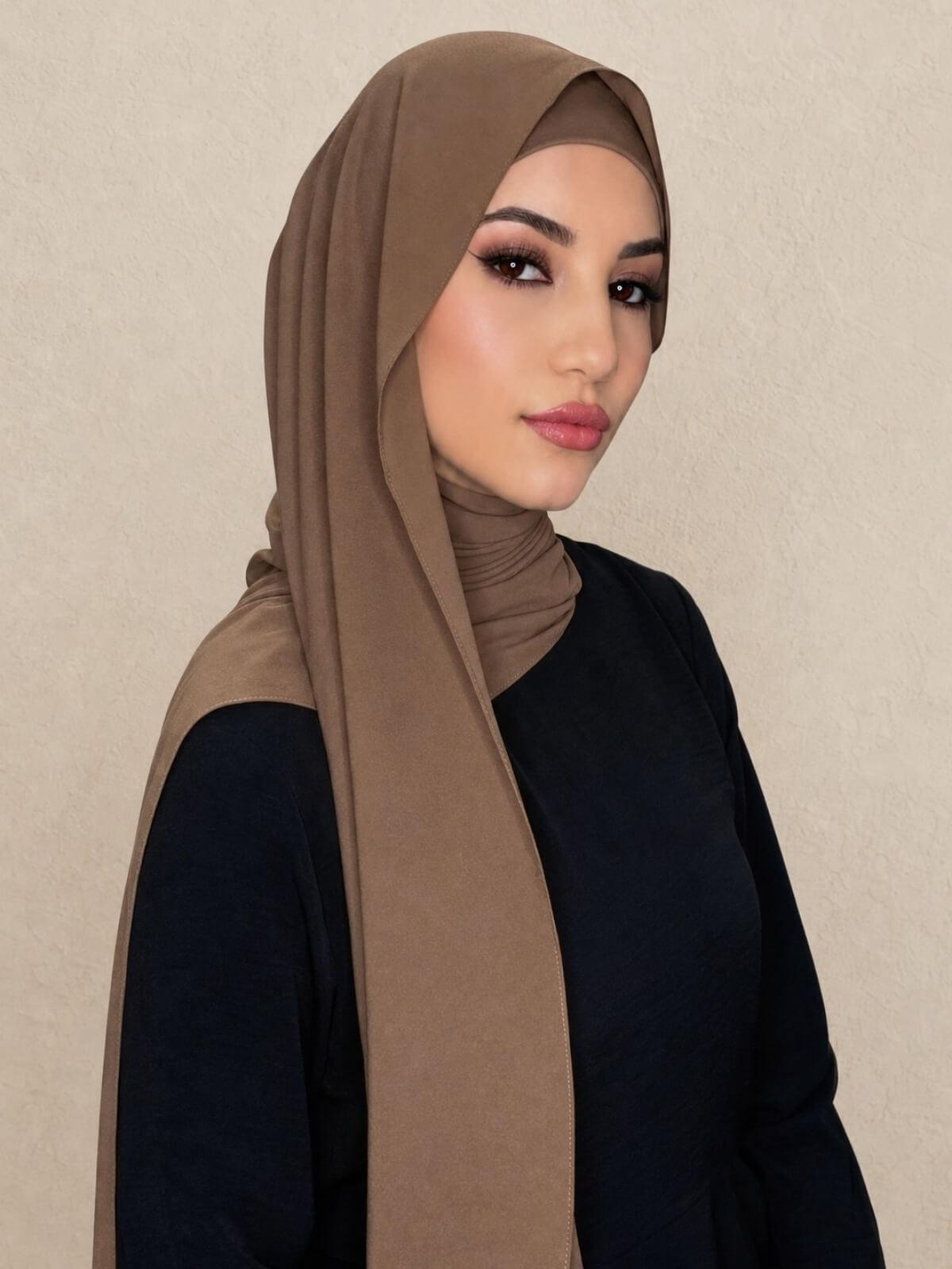 Matching Chiffon Hijab Set-Walnut Brown
