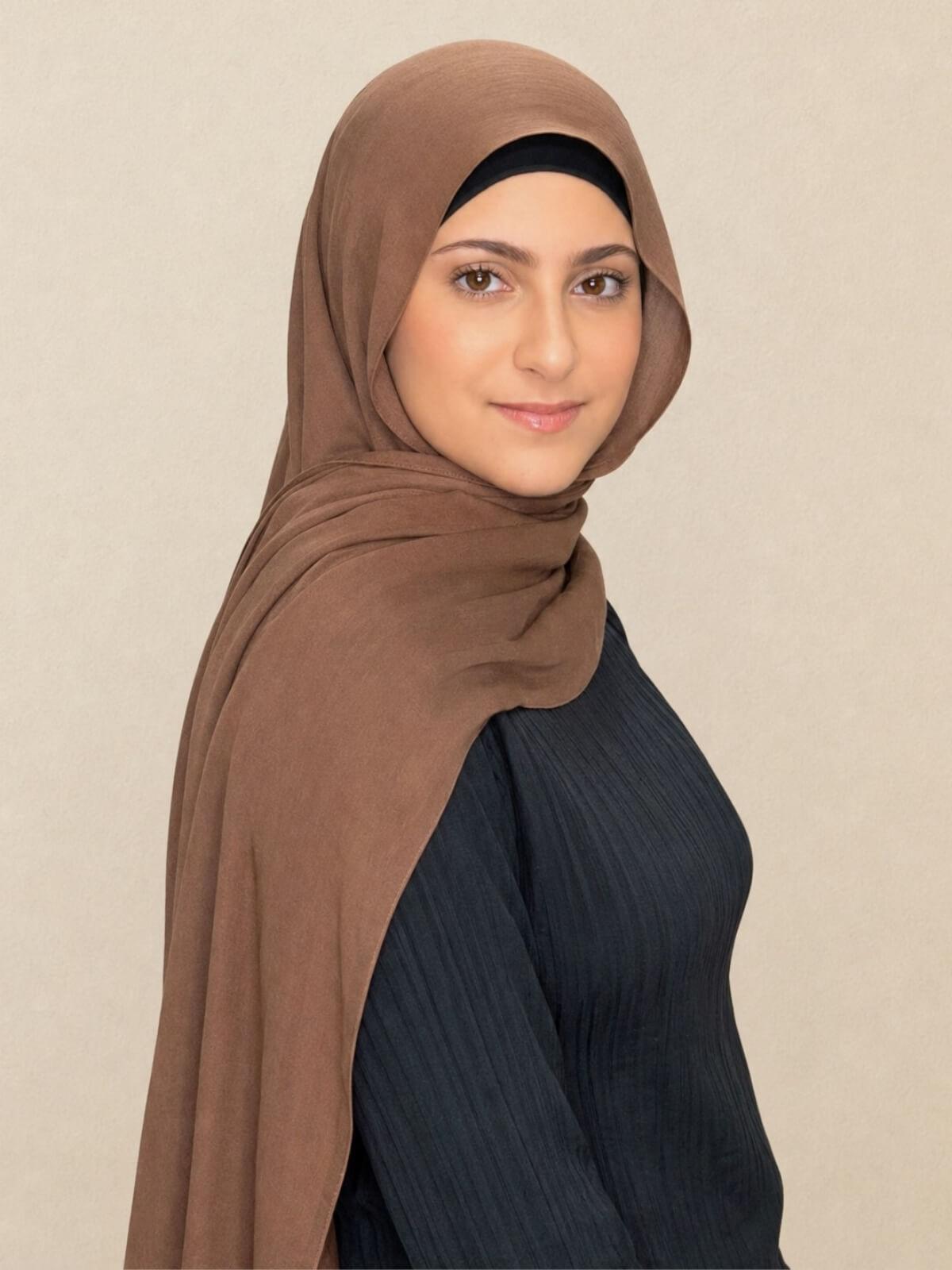 Modish Girl Cotton Modal Hijab-Golden Walnut