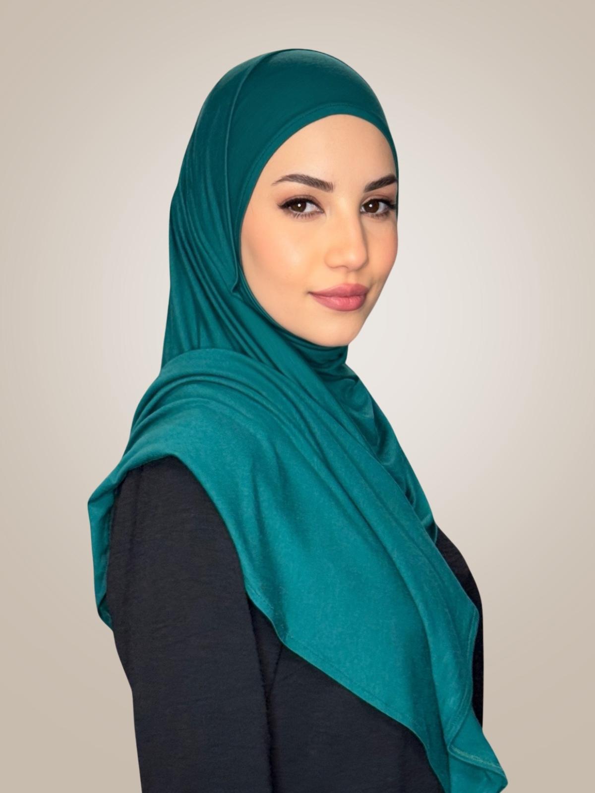 Pre-Sewn Jersey Hijab-Pine Green