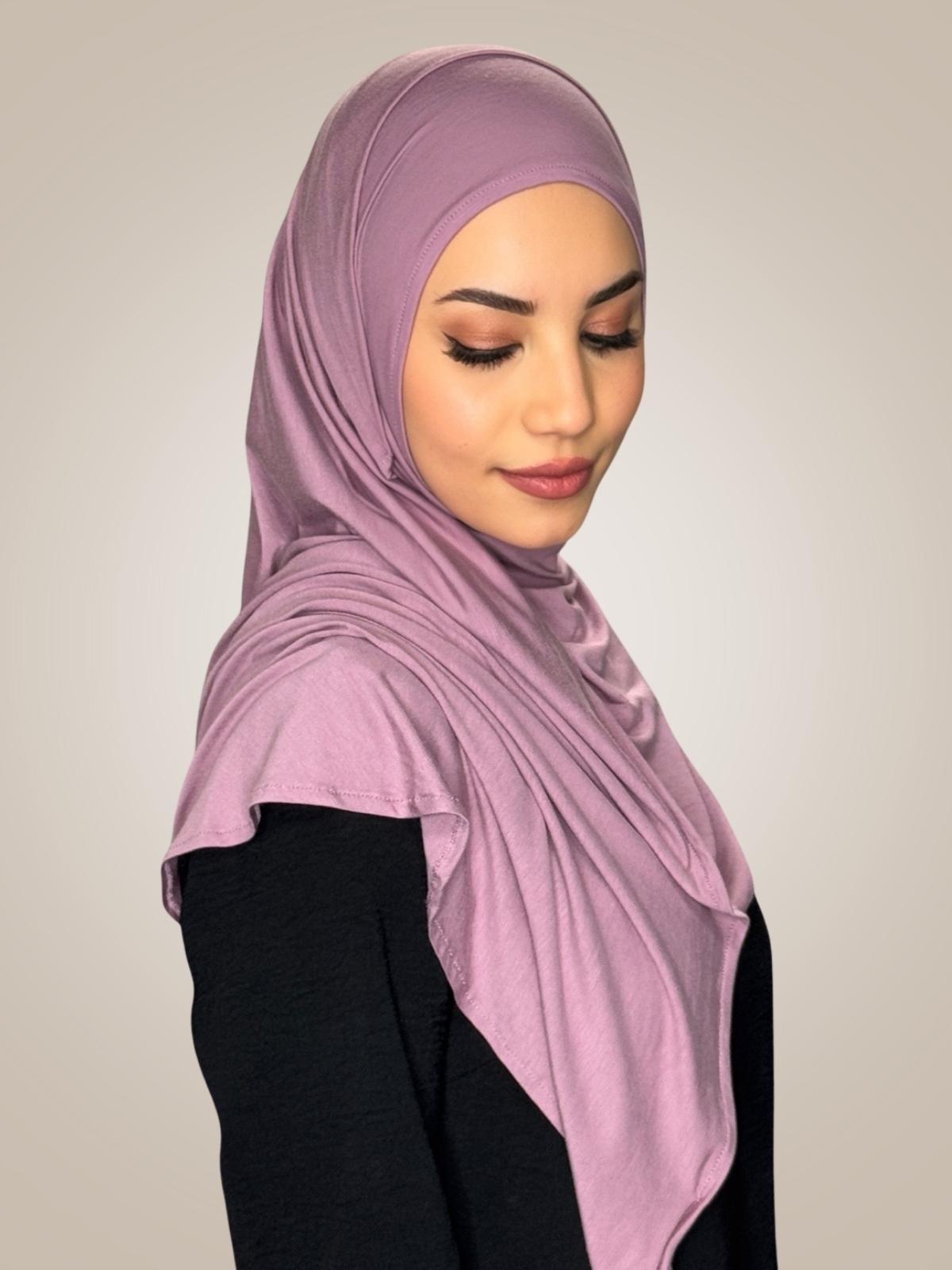 Pre-Sewn Jersey Hijab-Khaki Rose