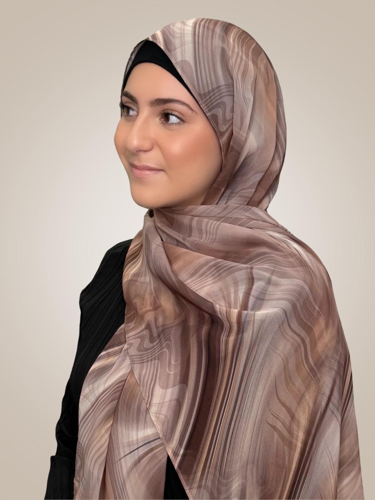 Modish Girl Printed Chiffon Hijab-Savanna Stripes