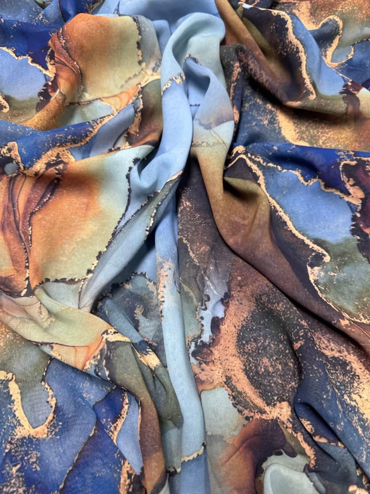 Printed Chiffon Hijab-Deep Horizon