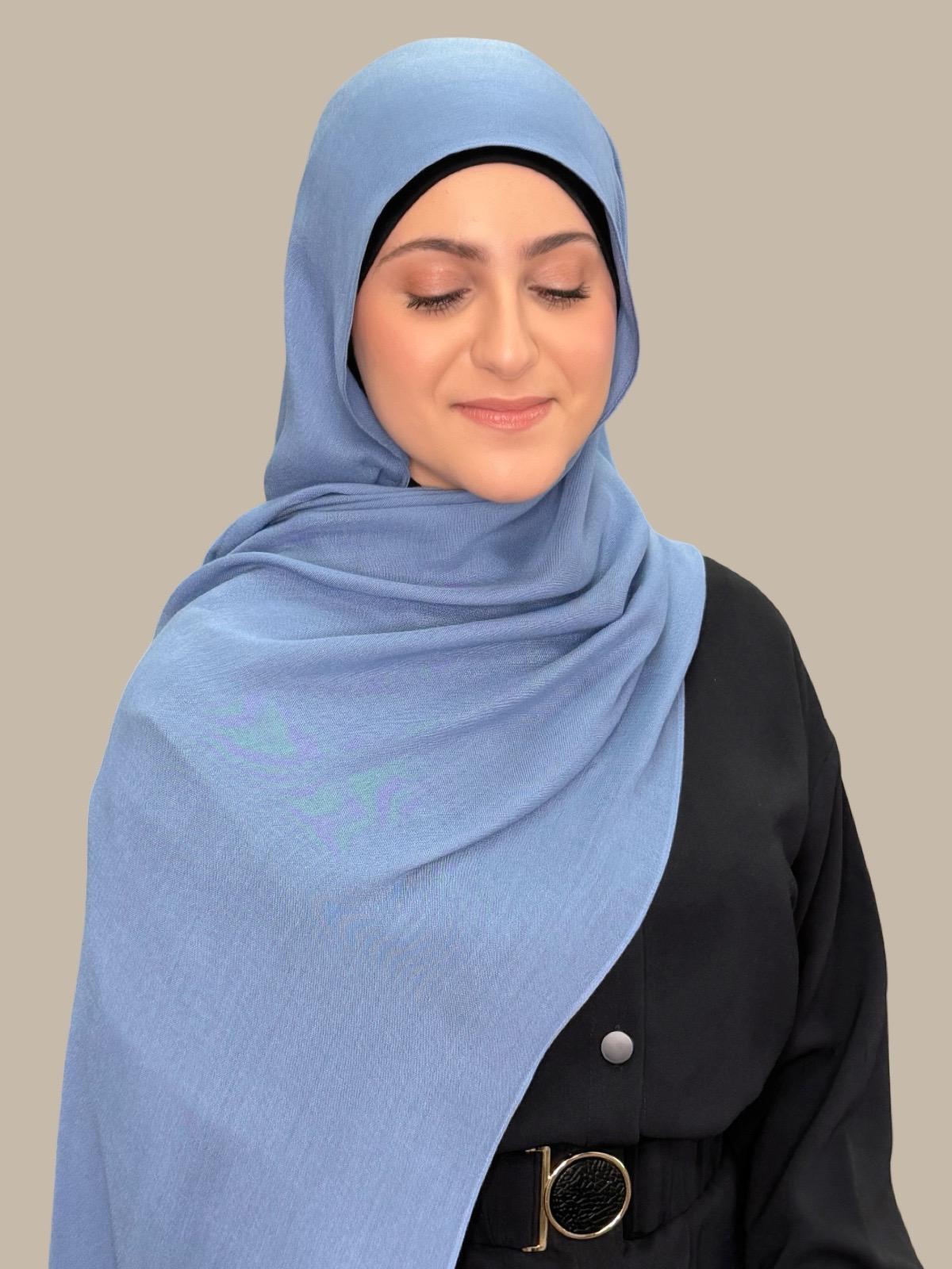 Modish Girl Cotton Modal Hijab-Steel Blue