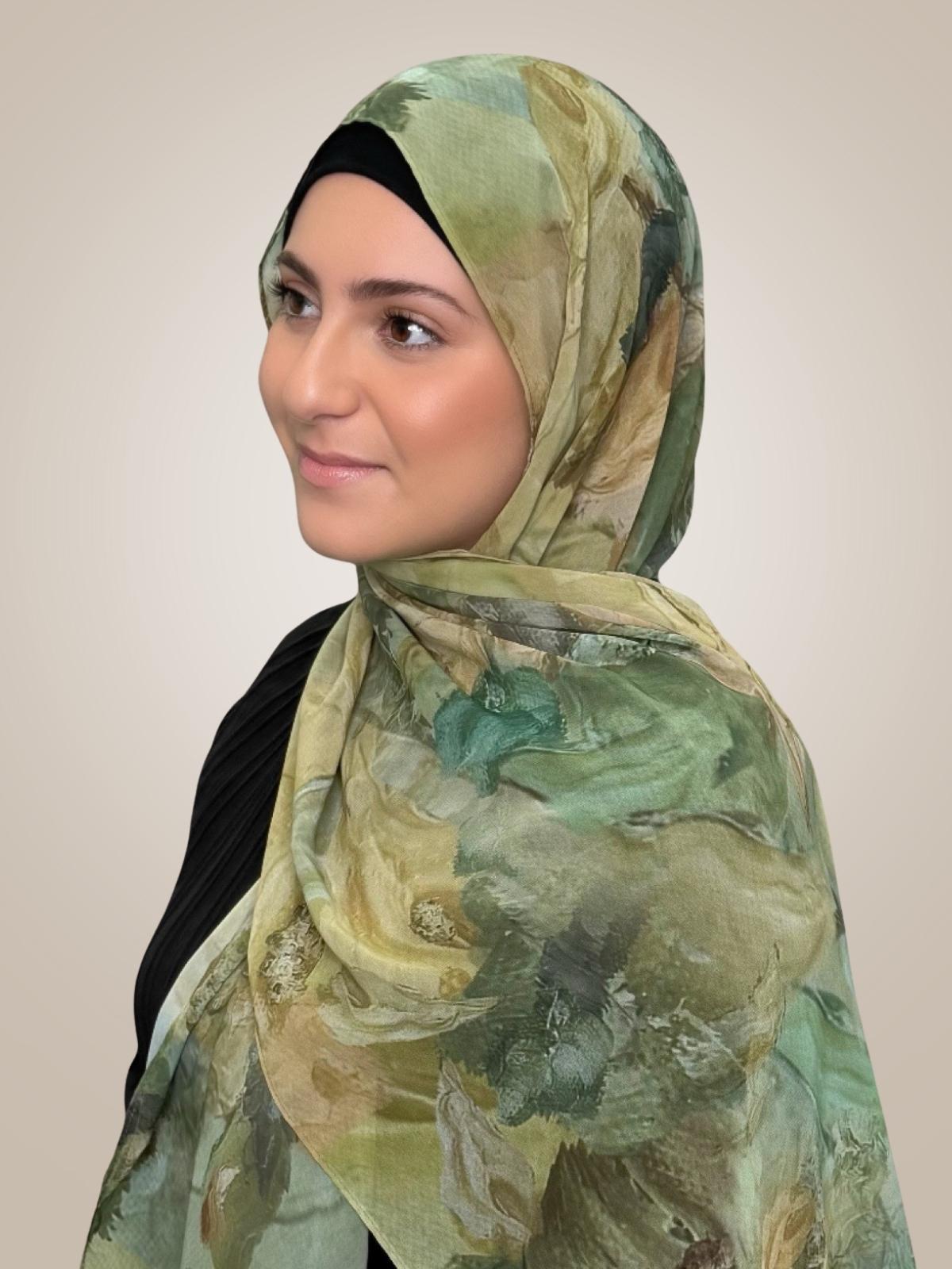 Modish Girl Printed Chiffon Hijab- Willow Drift