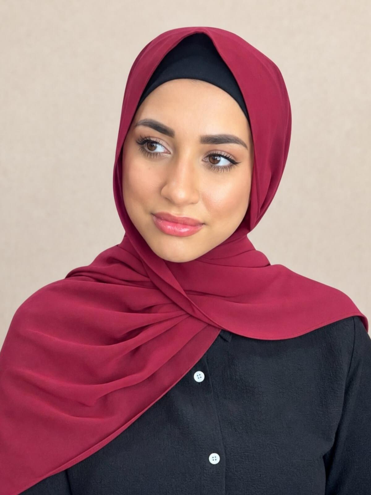 Luxury Chiffon Hijab-Blood Red