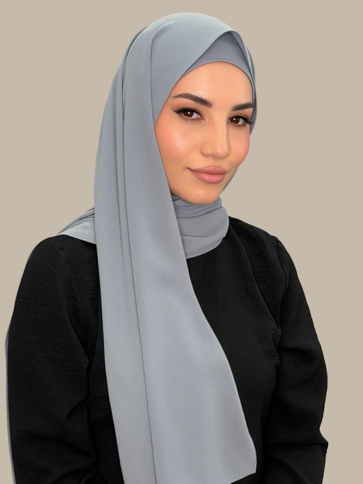 Matching Chiffon Hijab Set-Slate Grey