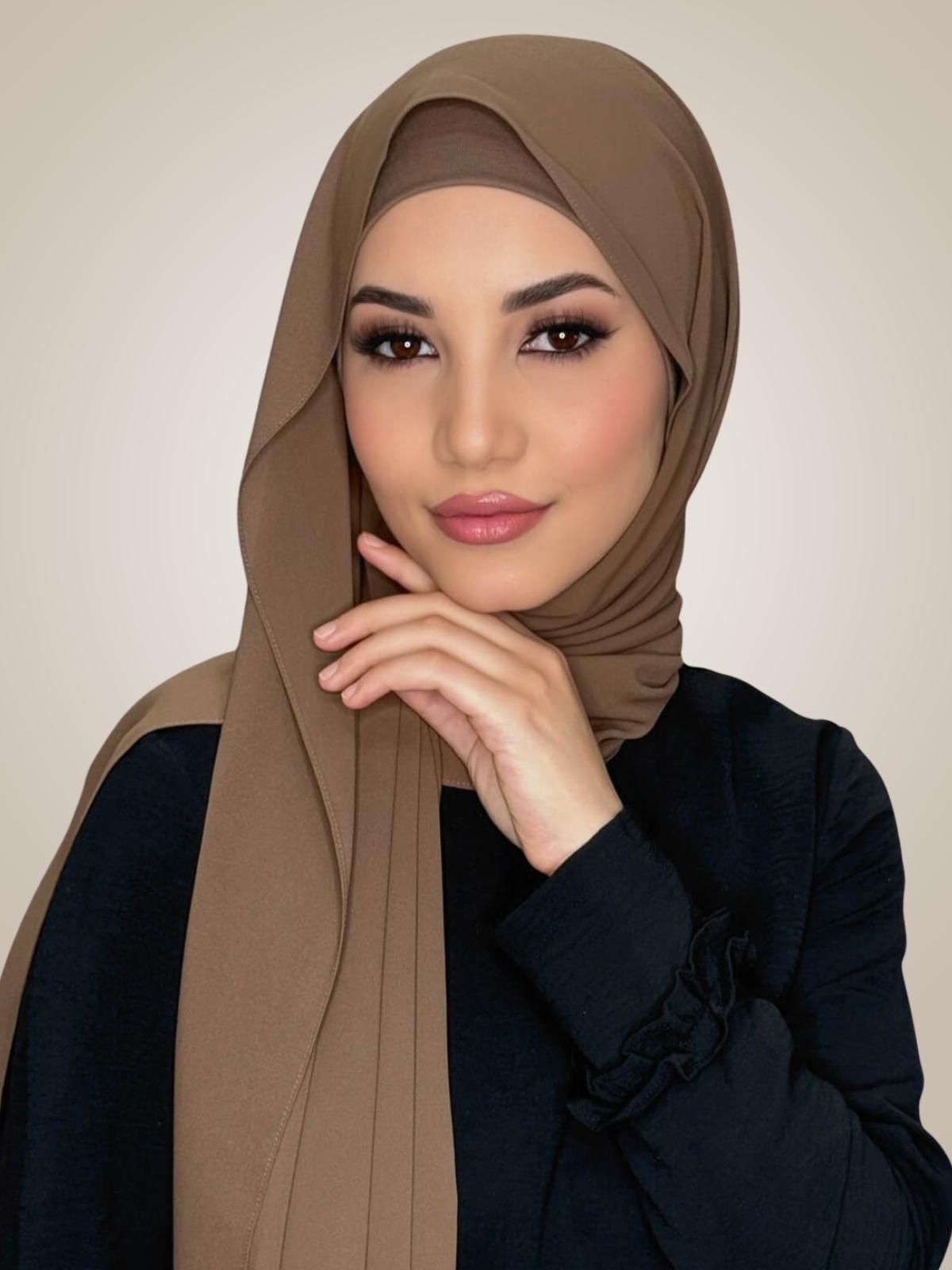 Matching Chiffon Hijab Set-Walnut Brown
