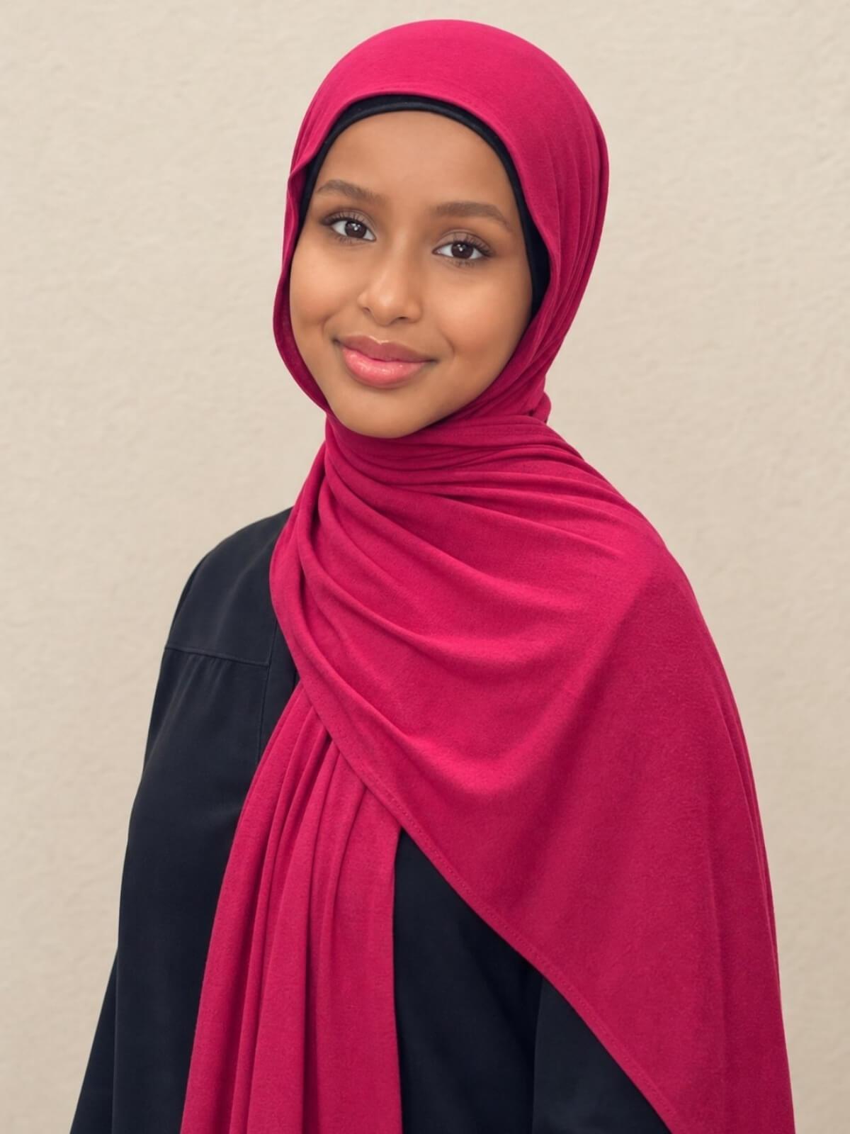 Classic Jersey Hijab-Berry Red