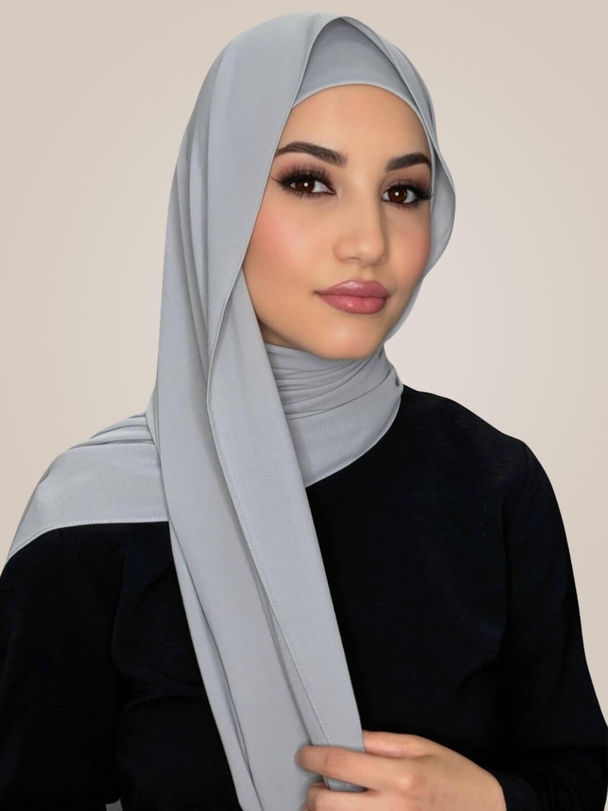 Matching Chiffon Hijab Set-Dolphin Gray