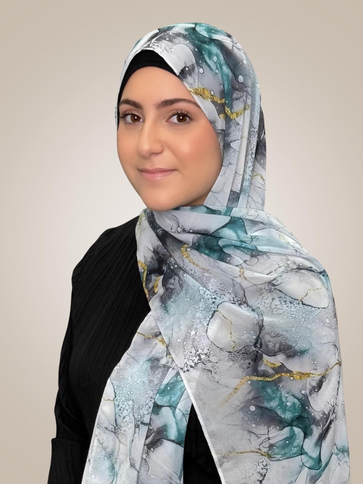 Modish Girl Printed Chiffon Hijab- Mystic Marble